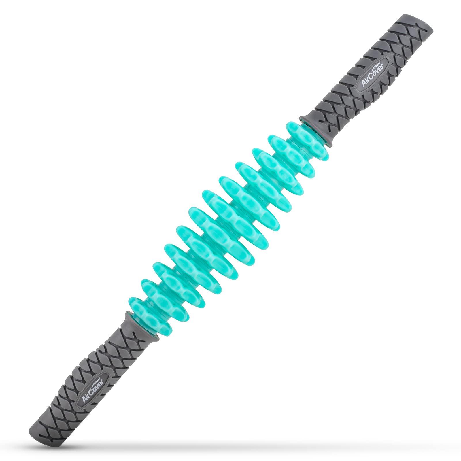 Muscle Roller Stick - Black Green - Body Massage Tool W/ 9 Rollers & Non-Slip Handles For Deep Tissue Massage & Maximum Muscle Recovery - By Cozlow