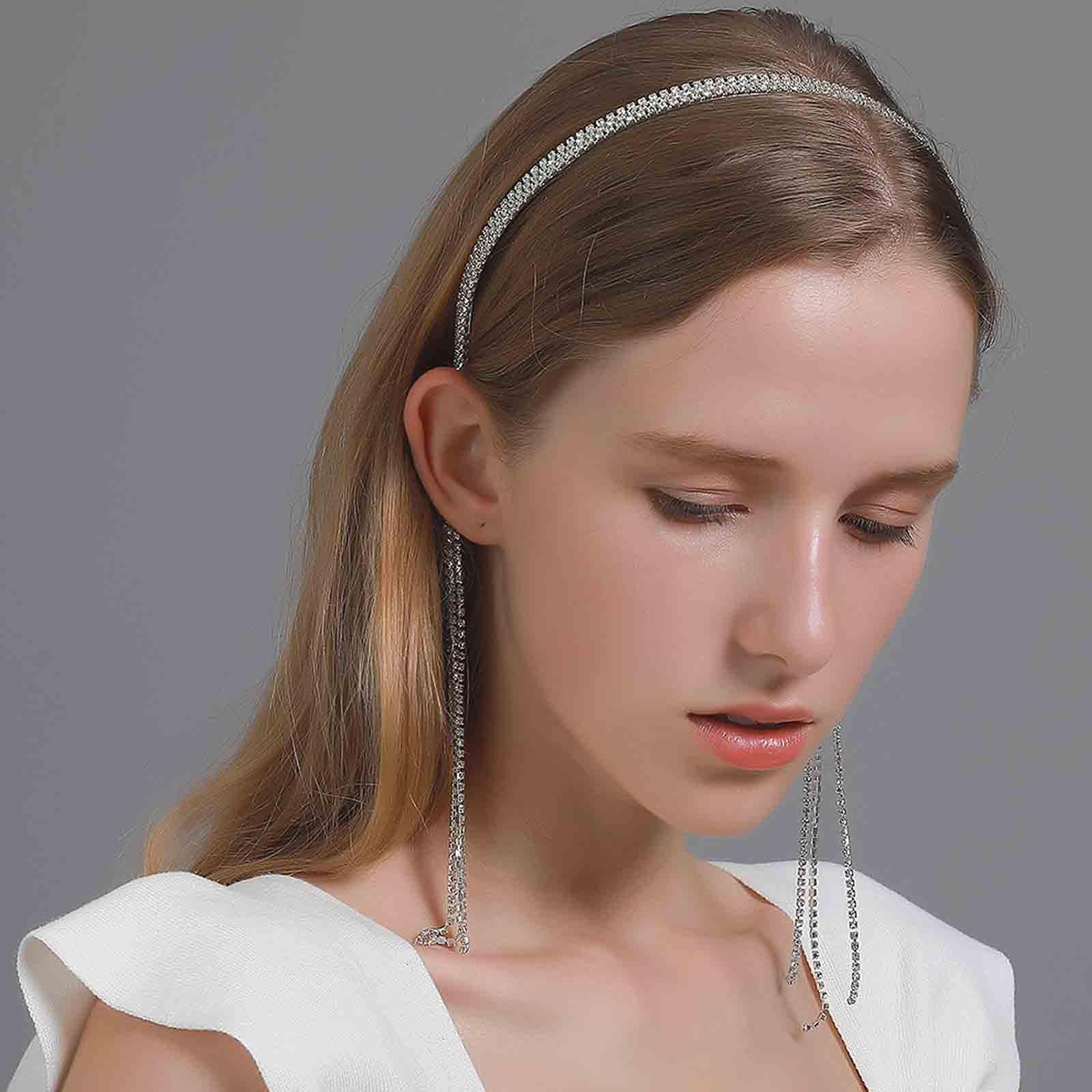 Luxury Silver Rhinestone Headband tassel New ✨✨?? ORYOUGO Bling Rhinestone Tassel Headband - Sparkling Crystal  main image 4