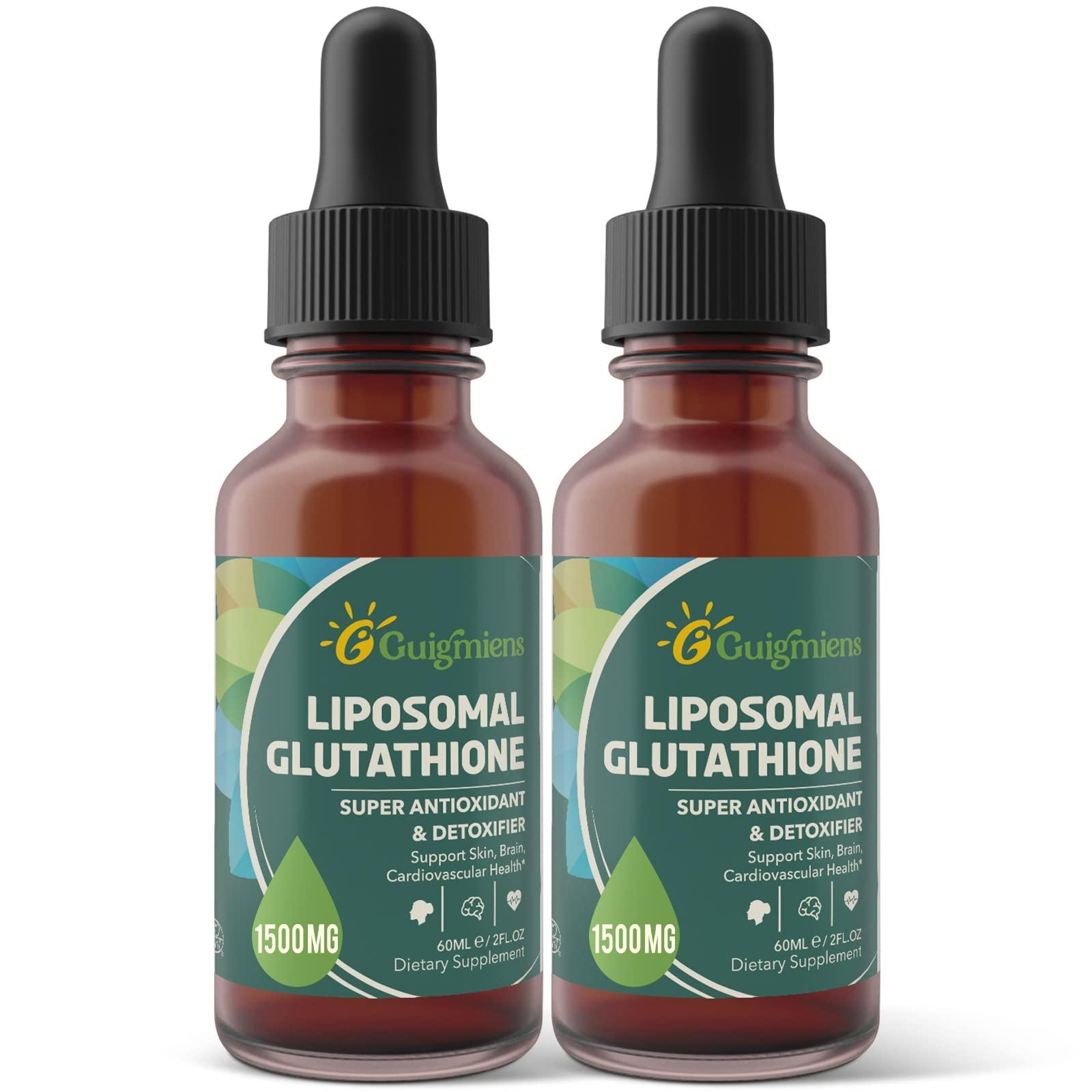 glutathione 1500 mg suppository 1500mg Liposomal Liquid Supplement - Powerful Antioxidant for Liver Detox & Immune Support - Superior Absorption, Soy-Free, Non-GMO - Vegan & Gluten Free - 4.05 fl.oz (Pack of 2) Wellness Capsules