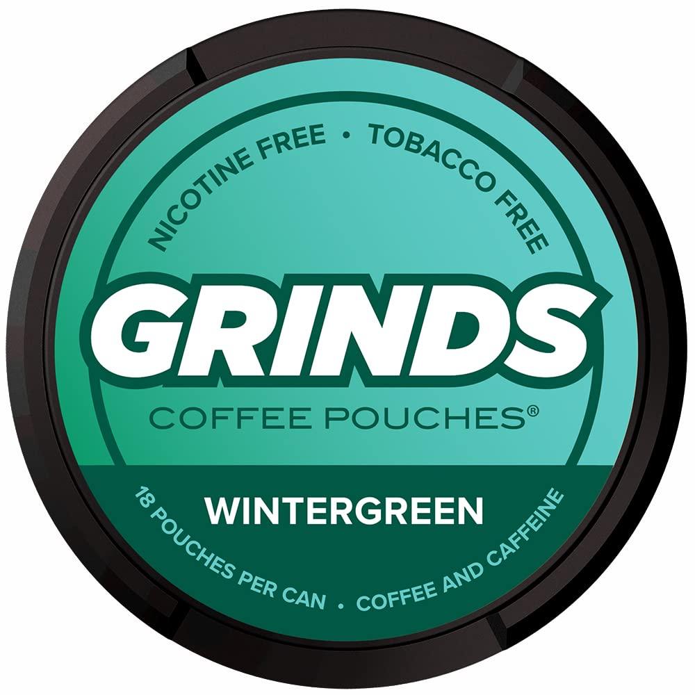 tobacco free coffee pouches Grinds Coffee Pouches Wintergreen - 3 Cans | Tobacco-Free & Nicotine-Free |  18 Pouches Per Can | 1 Pouch = 1/4 Cup of Coffee | Wintergreen 18 Count  (Pack of 3) | Buy Now with Express International Delivery