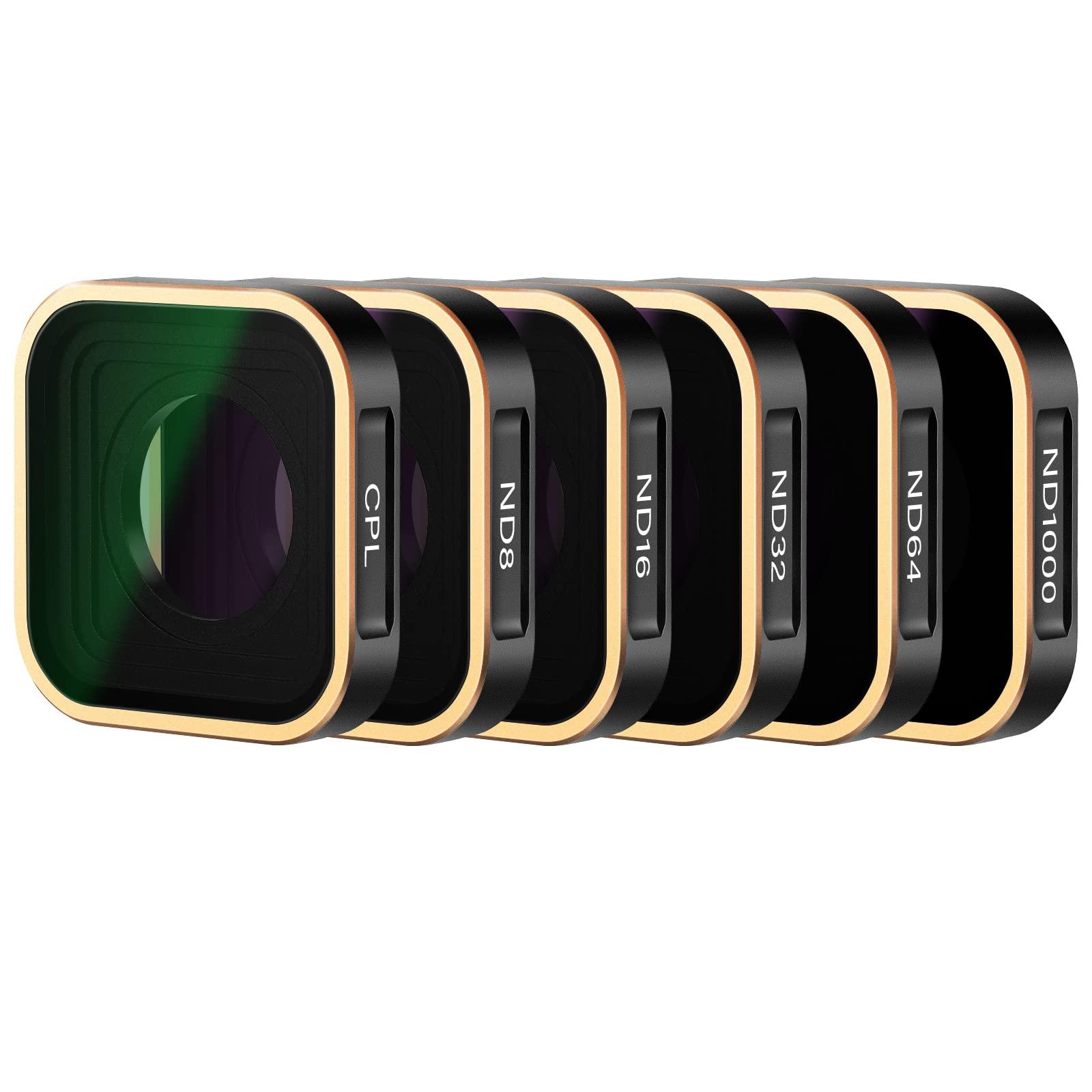 REYGEAK 6-Pack Lens Filter Set CPL ND8 ND16 ND32 ND64 ND1000 Compatibel voor GoPro Hero 12 11 10 9, Neutrale Dichtheid en Polariserende Lens Filter Set voor GoPro Accessoires, Aluminium Frame