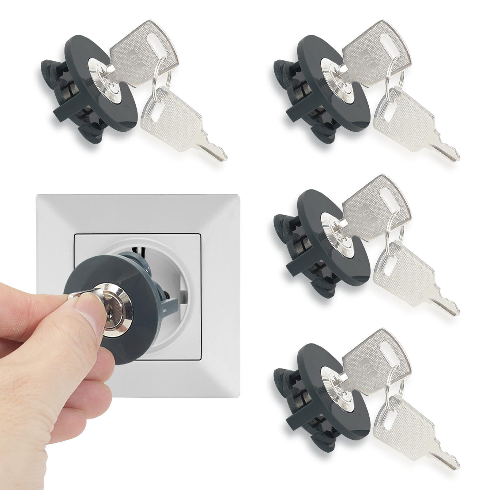 4-Piece Child Locking Socket Protection Set | Secure Baby Safety Locks ...