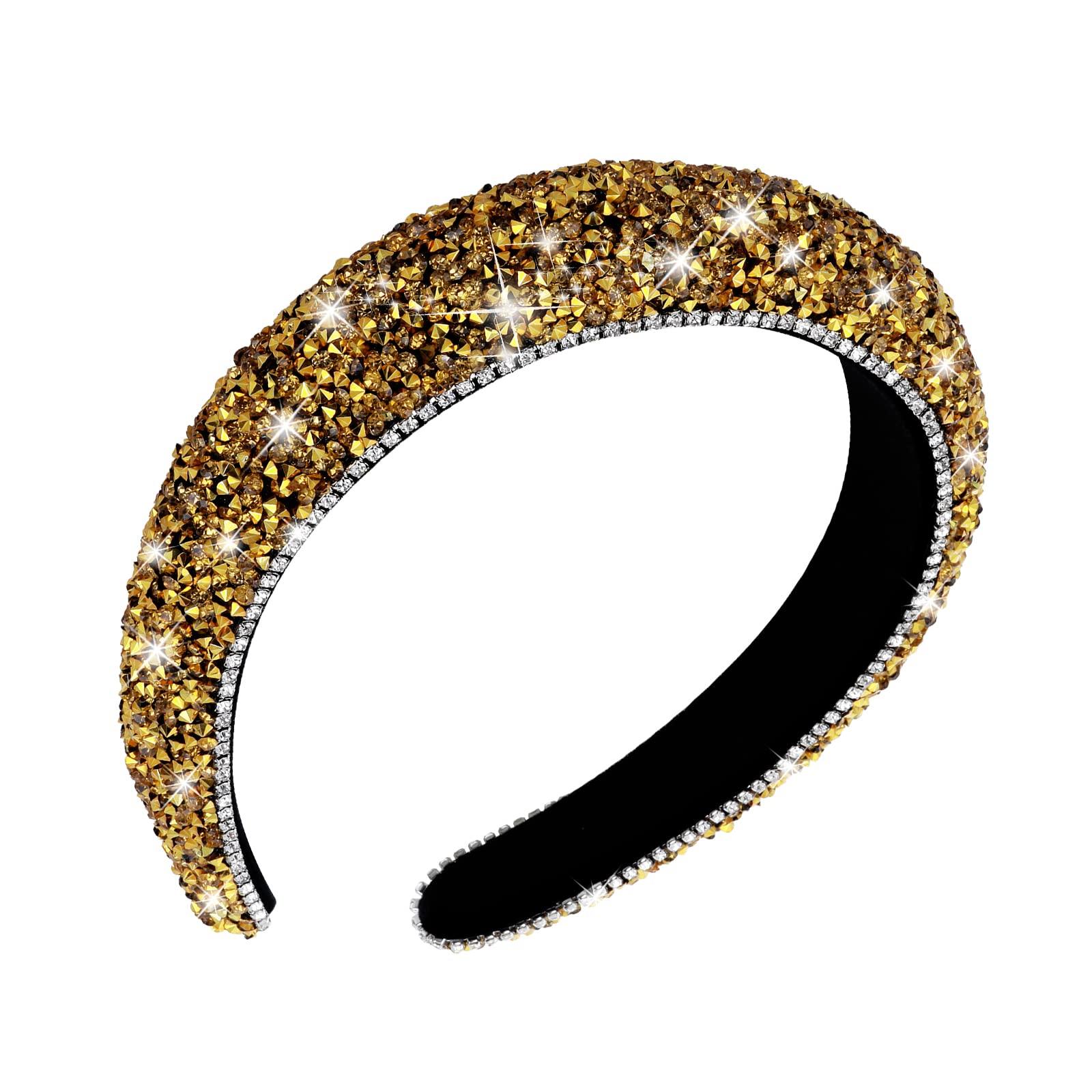 WLLHYF Rhinestone Jeweled Wedding Bridal Headband | Wide 