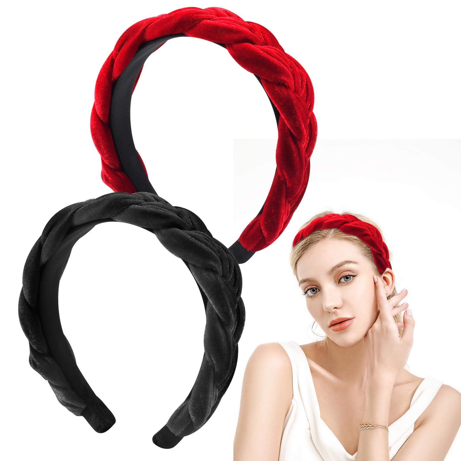 FGen 2 pieces velvet headband braided headband flannel  display picture 1