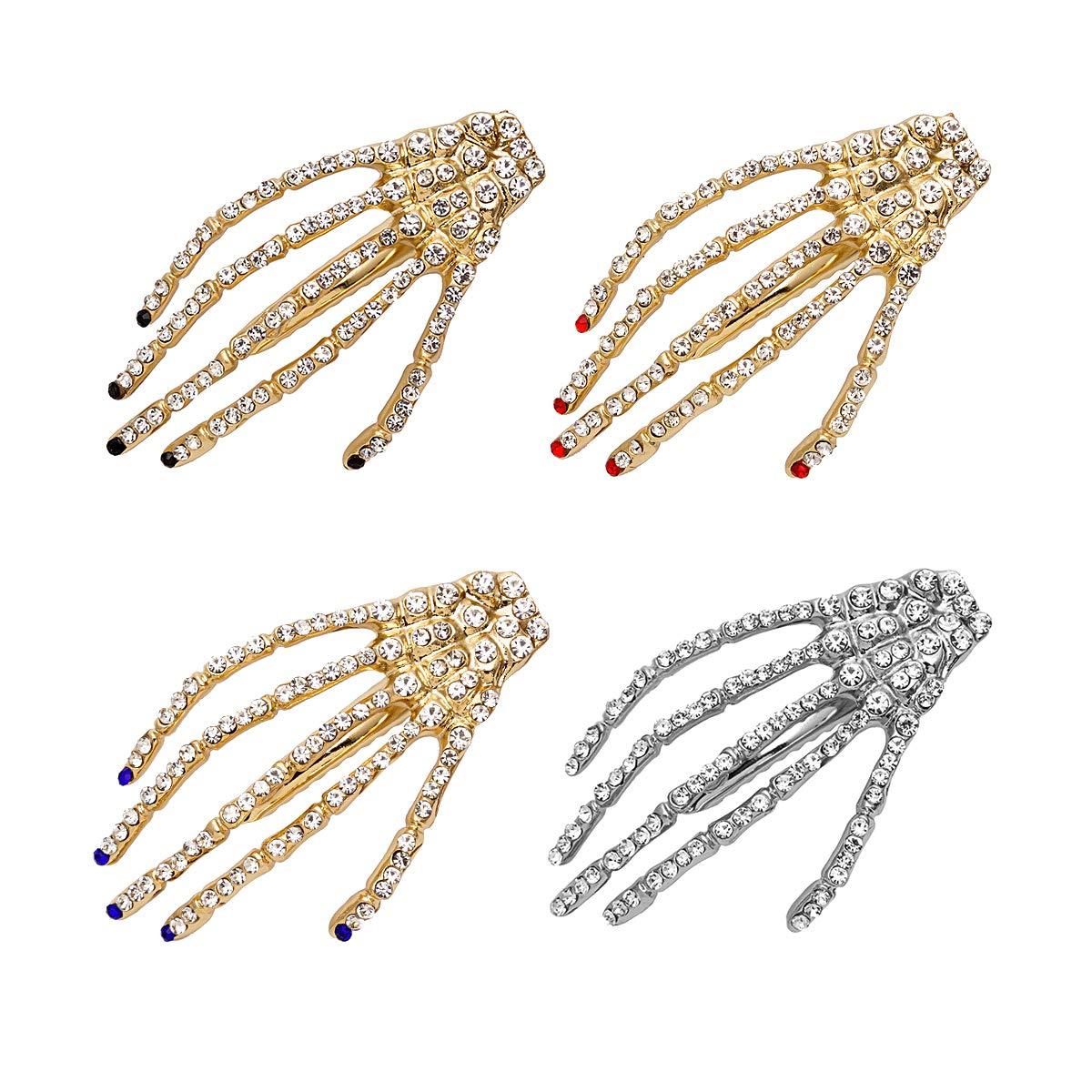 Skeleton hands Halloween hair clips rhinestone studded gold​​ Black Nail New ✨✨ Skeleton Hand Hair Clip, Halloween Hair Clips, Creepy  main image 2