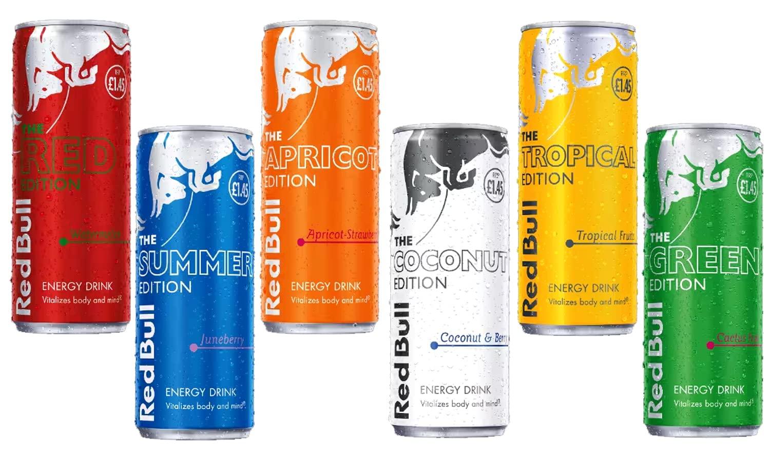 RedBull Energy Drink (6 x 250ml) Summer Edition Juneberry Tropical Edition  Tropical Fruits Red Edition Watermelon Green Edition Cactus Fruit Apricot &  ...