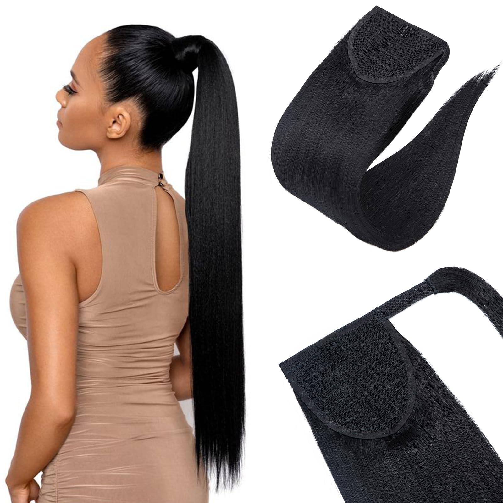 22 Inch Brazilian Human Hair Ponytail Extension Wrap Around Clip In 110g 22 main image 2