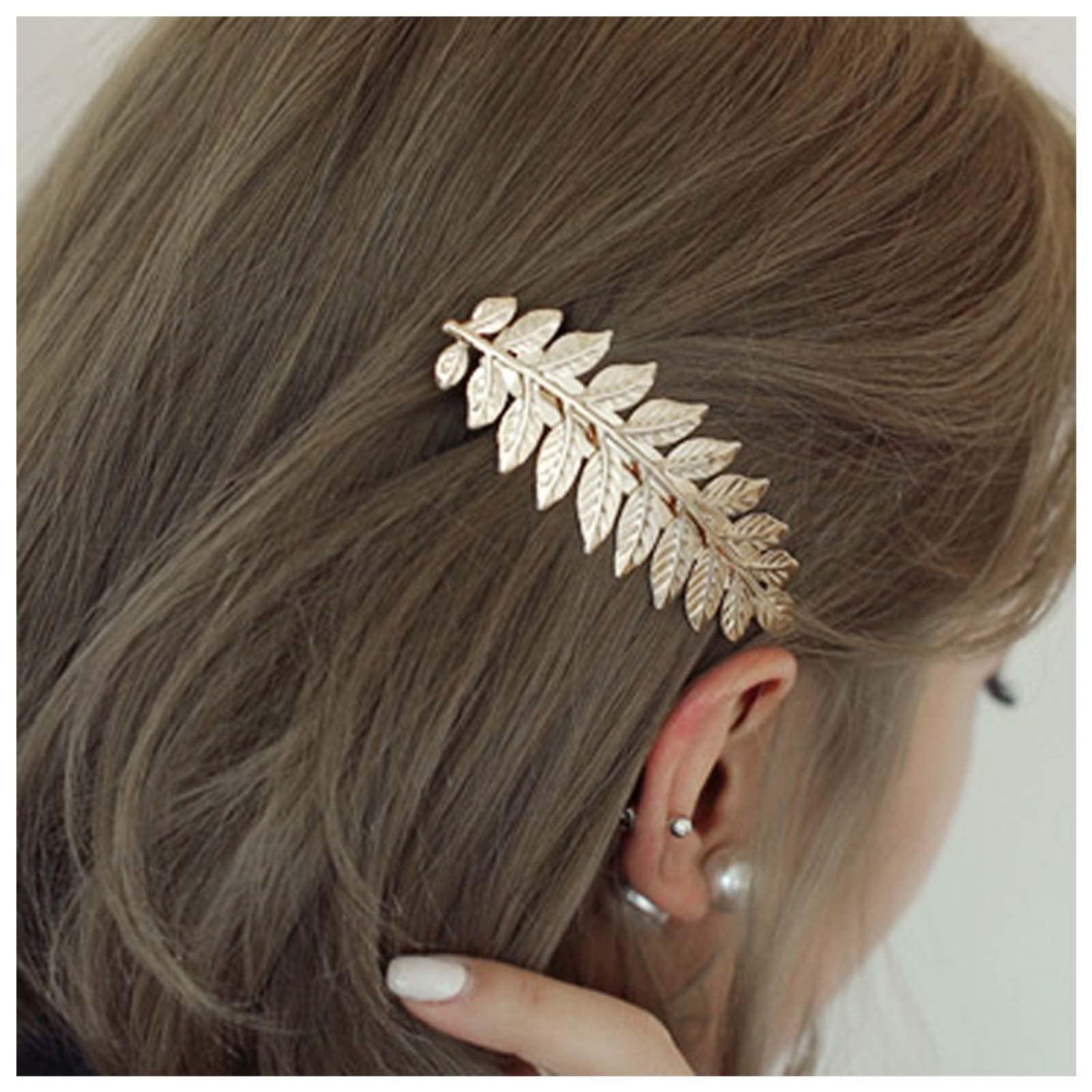 Bkemkri 2 Vintage Foglia Capelli Clip Barrette Metallo Capelli Barrette Lega Barrette Clip Minimalista Foglia Accessori per Capelli, Fermaglio Capelli Sposa Fermagli per Capelli da Cerimonia Gioielli