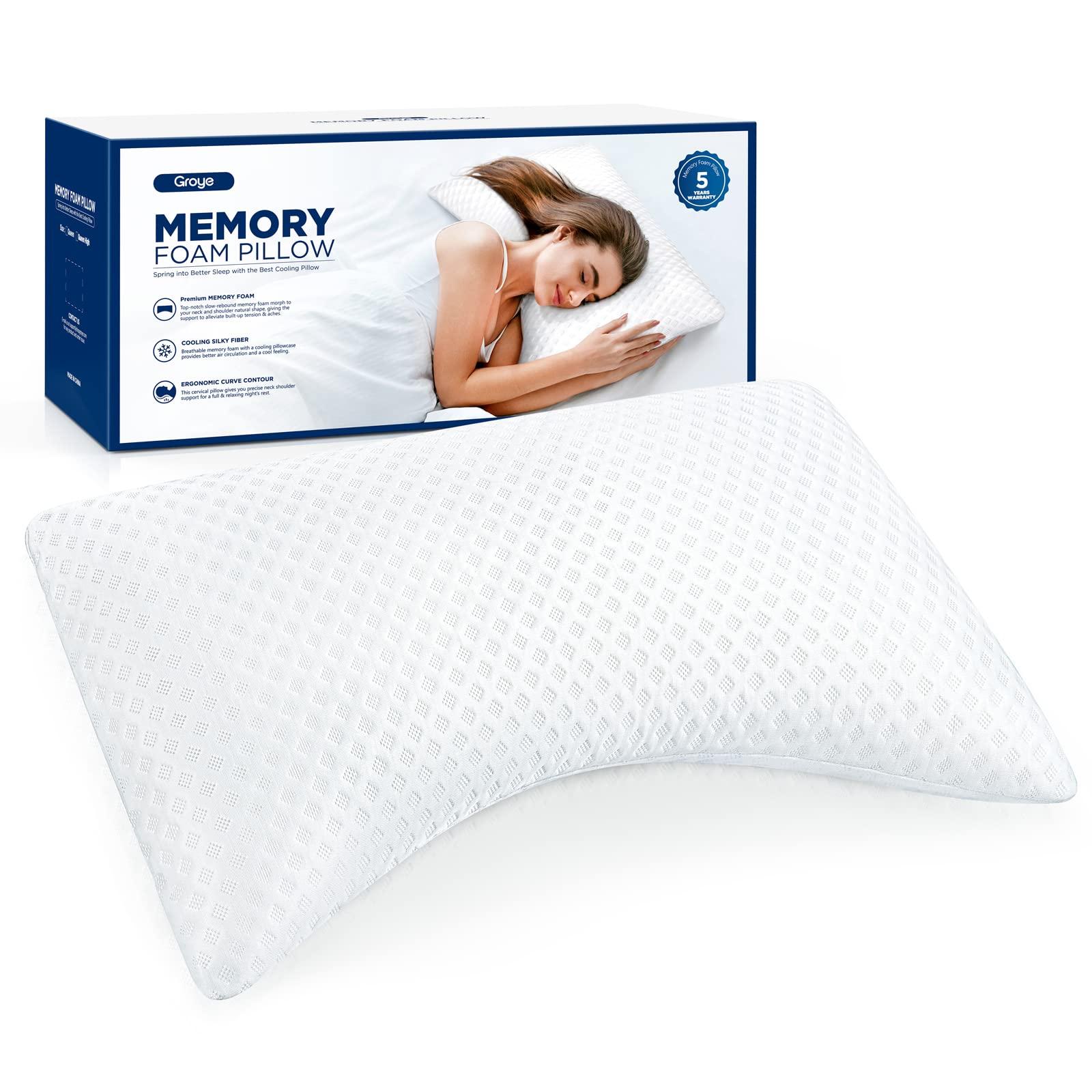 Groye Cooling Side Sleeper Pillow Neck Pain Relief Memory Foam