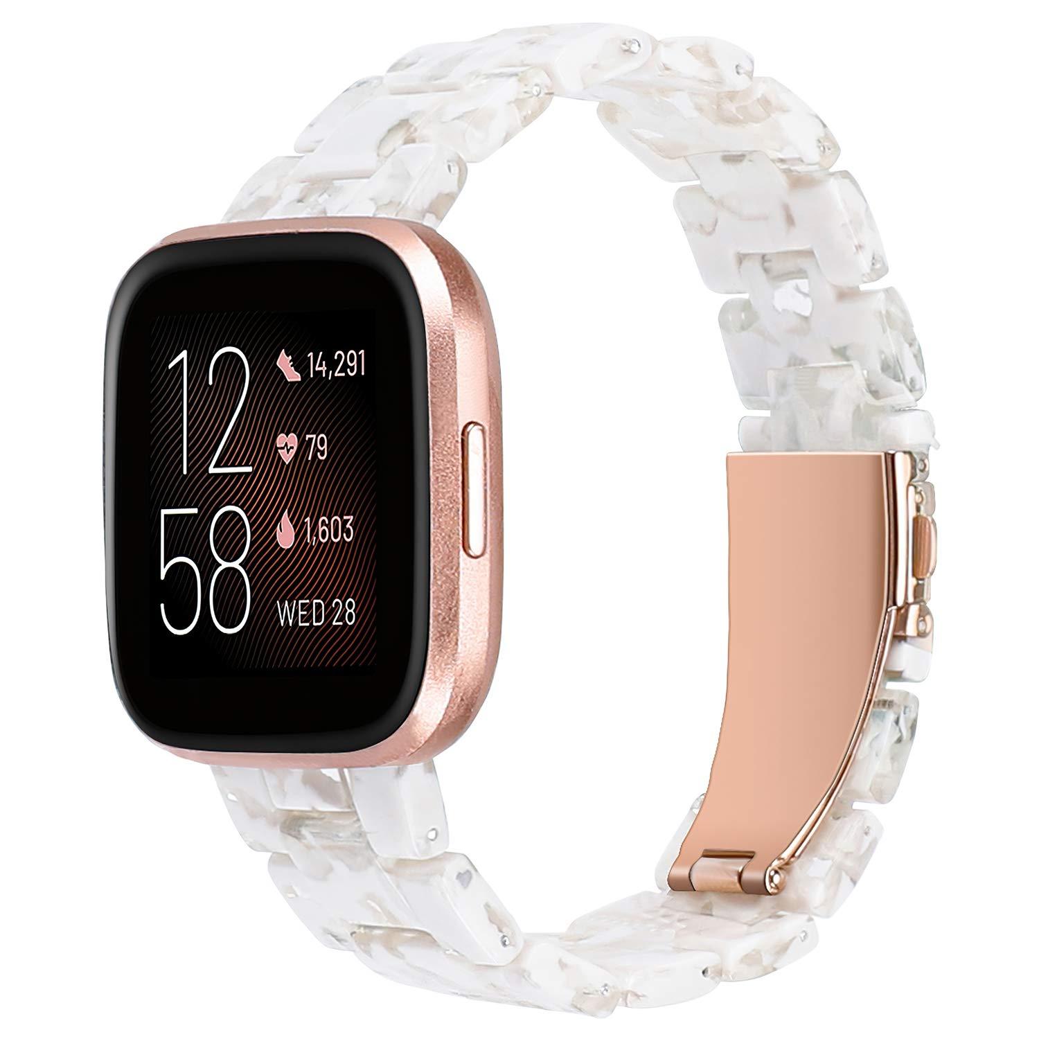 Wearlizer Bracelet Compatible Avec Fitbit Versa 2 Pour Femme, Bracelet En Acier Inoxydable Pour Montre Fitbit Versa/Versa 2/Versa Lite/Versa, Versa 2, Rose Cuivré