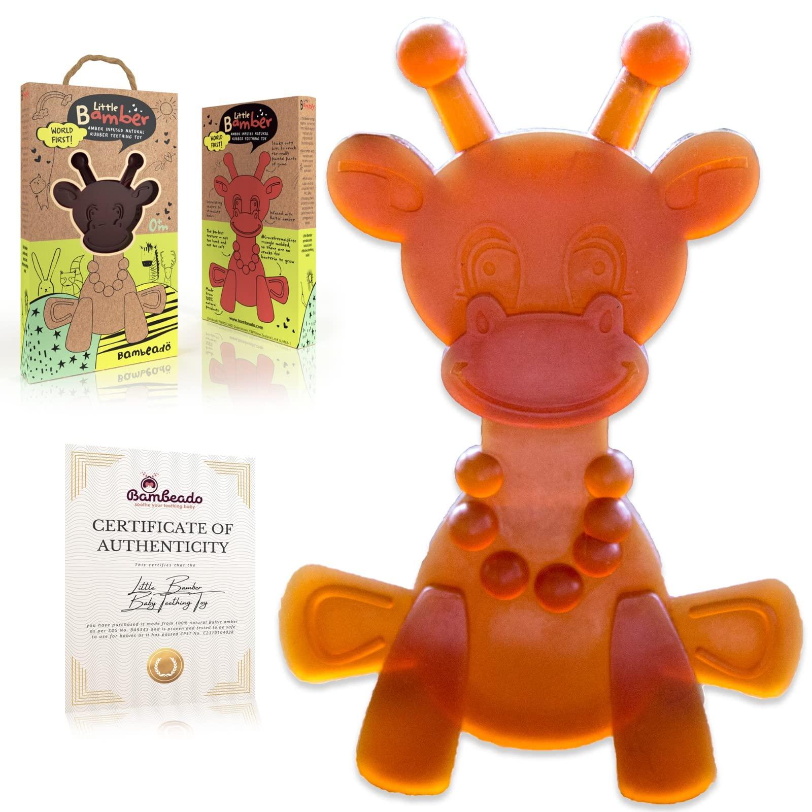 Little Bamber Natural Amber Giraffe Teething Toy Soothing