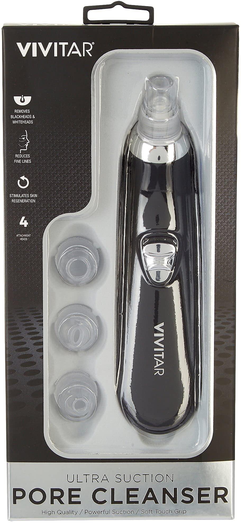 Vivitar Blackhead Remover Vacuum - Electric Pore Cleanser Kit with Rechargeable Suction Tool and 3 Heads for Comedo Removal - Suitable for All Skin Types (Black) | Buy Now with Express International Delivery | GoSupps.com Vivitar Blackhead Remover Vacuum - Electric Pore Cleanser Kit with Rechargeable Suction Tool and 3 Heads for Comedo Removal - Suitable for All Skin Types (Black) | Buy Now with Express International Delivery | GoSupps.com