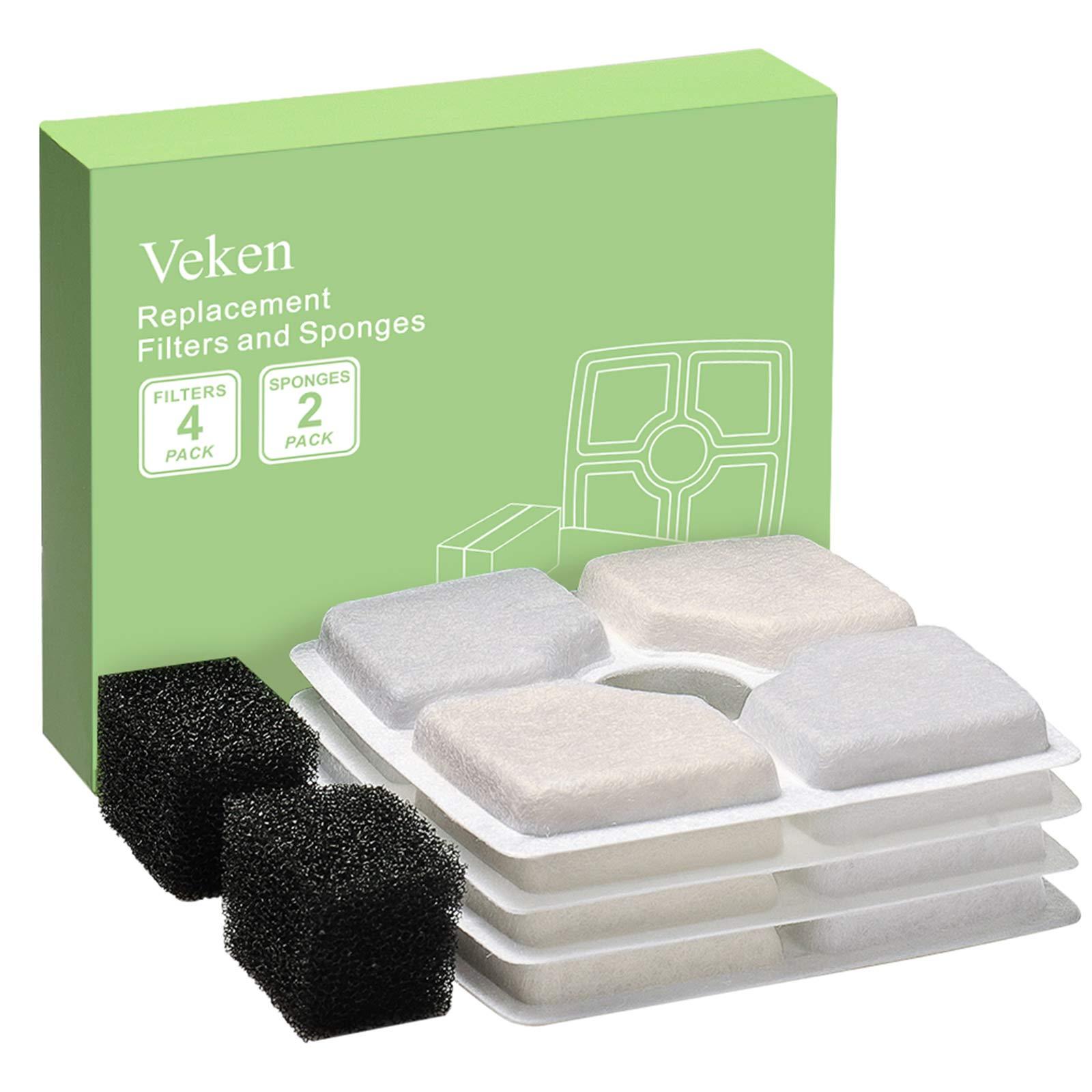 Sandpoy 4-Pack Replacement Filters & 4 Pre-Filter Sponges For FW1 Automatic Cat Feeder & Water Fountain