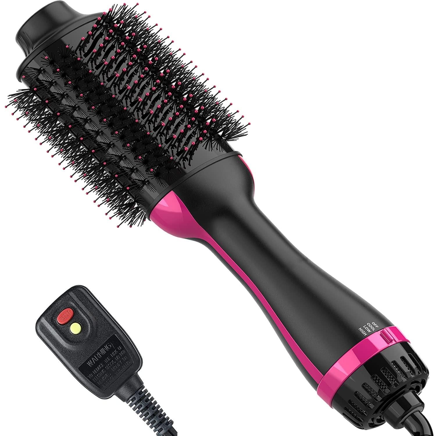 Pink and Black Heat Styling Detachable Hair Brush Set Hot & Hotter Multi-Functional Hair Dryer Brush with Comb  main image 2