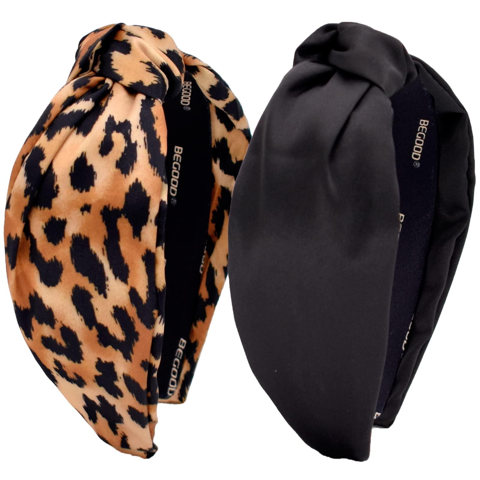 Madewell Set Of 2 Black & Leopard Print Knotted Middle Headbands NWT BE GOOD Knotted Headband Set - Leopard Print & Black  main image 4