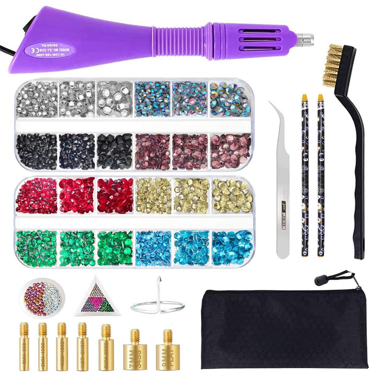 HOT FIX RHINESTONE Applicator Tool Kit Bedazzler &Orange avec Strass EU
