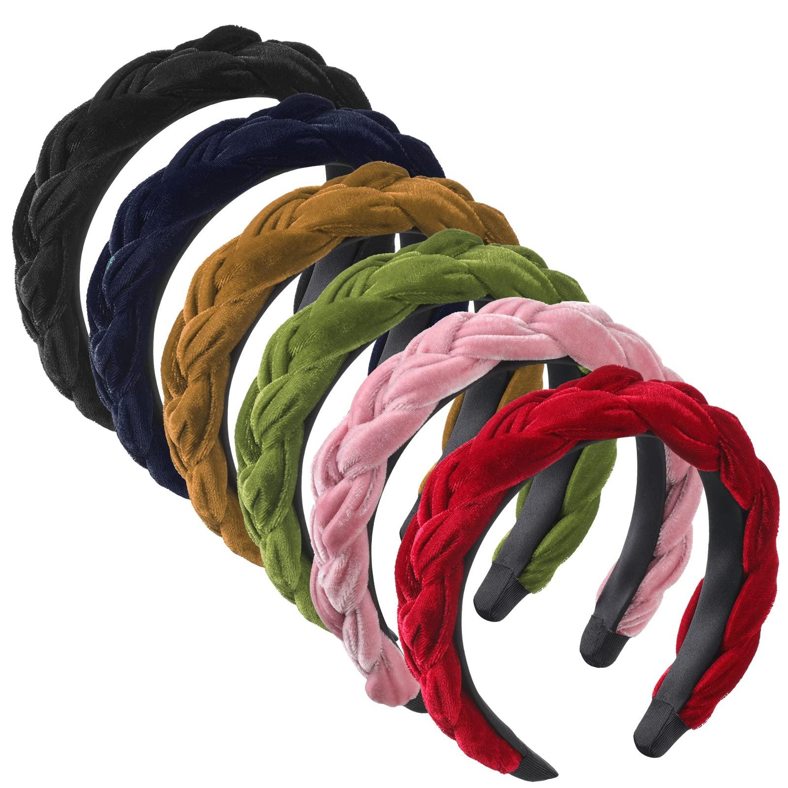 Velvet Headbands for Women Girls 8 Pack Wide Braided Hair Accessories 6-Piece Velvet Criss Cross Headband Set for Women - Soft  main image 3