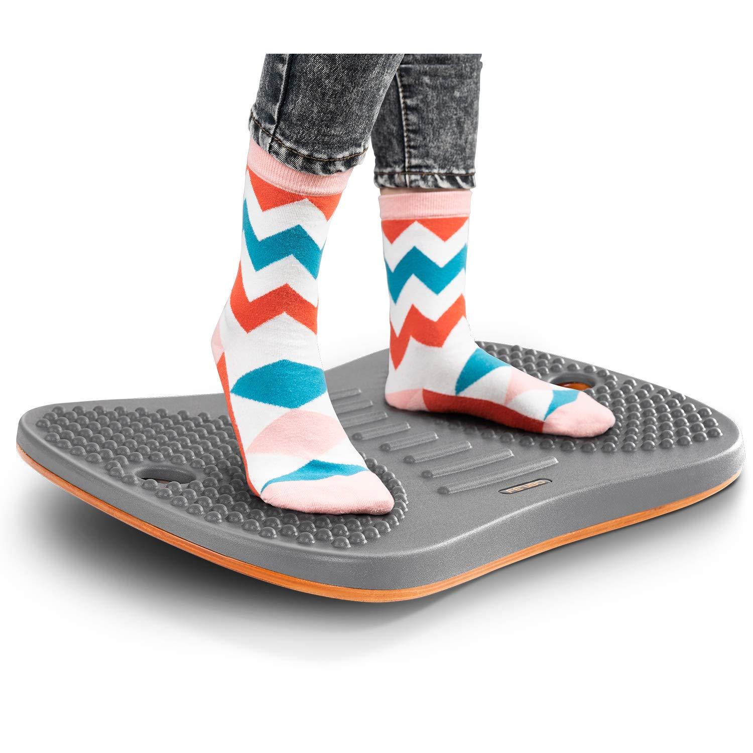 FEZIBO Standing Desk Anti Fatigue Mat Wooden Wobble Balance Board