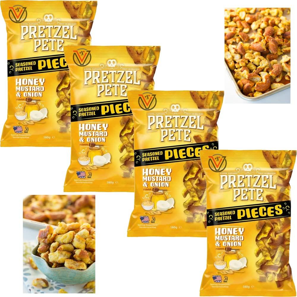 Pretzel Pete Honey Mustard & Onion Broken Pretzel Pieces 4 x 160g