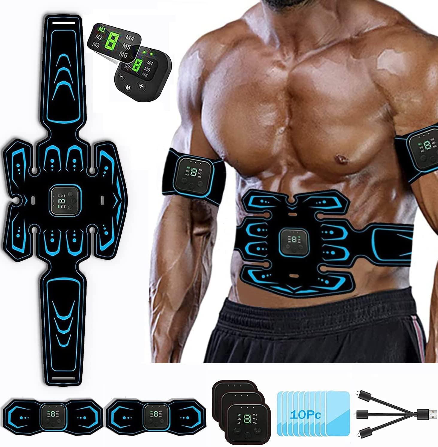 Tonification Corps 8 Programmes 19 Niveaux Stimulateur Musculaire HENESE EMS - 8 Programmes 19 Niveaux - Tonifie Abdos, Cuisses, Bras - Rechargeable USB - Appareil Fitness électrostimulation Ceinture Abdominale EMS