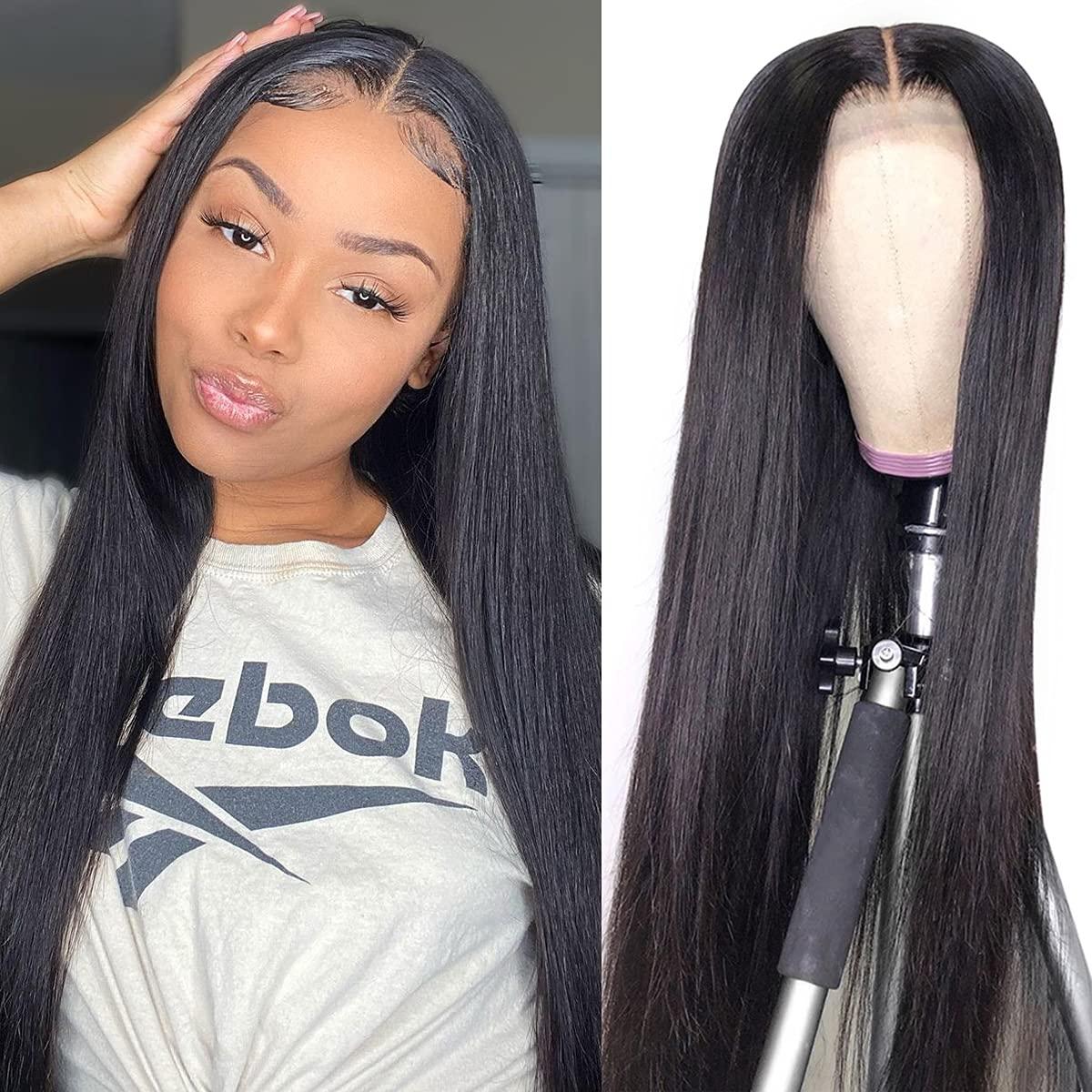 28 Inch Straight Lace Front Wig Human Hair 180 Density Pre Plucked Glueless 13x6 Straight Lace Front Wigs Human Hair 180 Density HD  main image 4