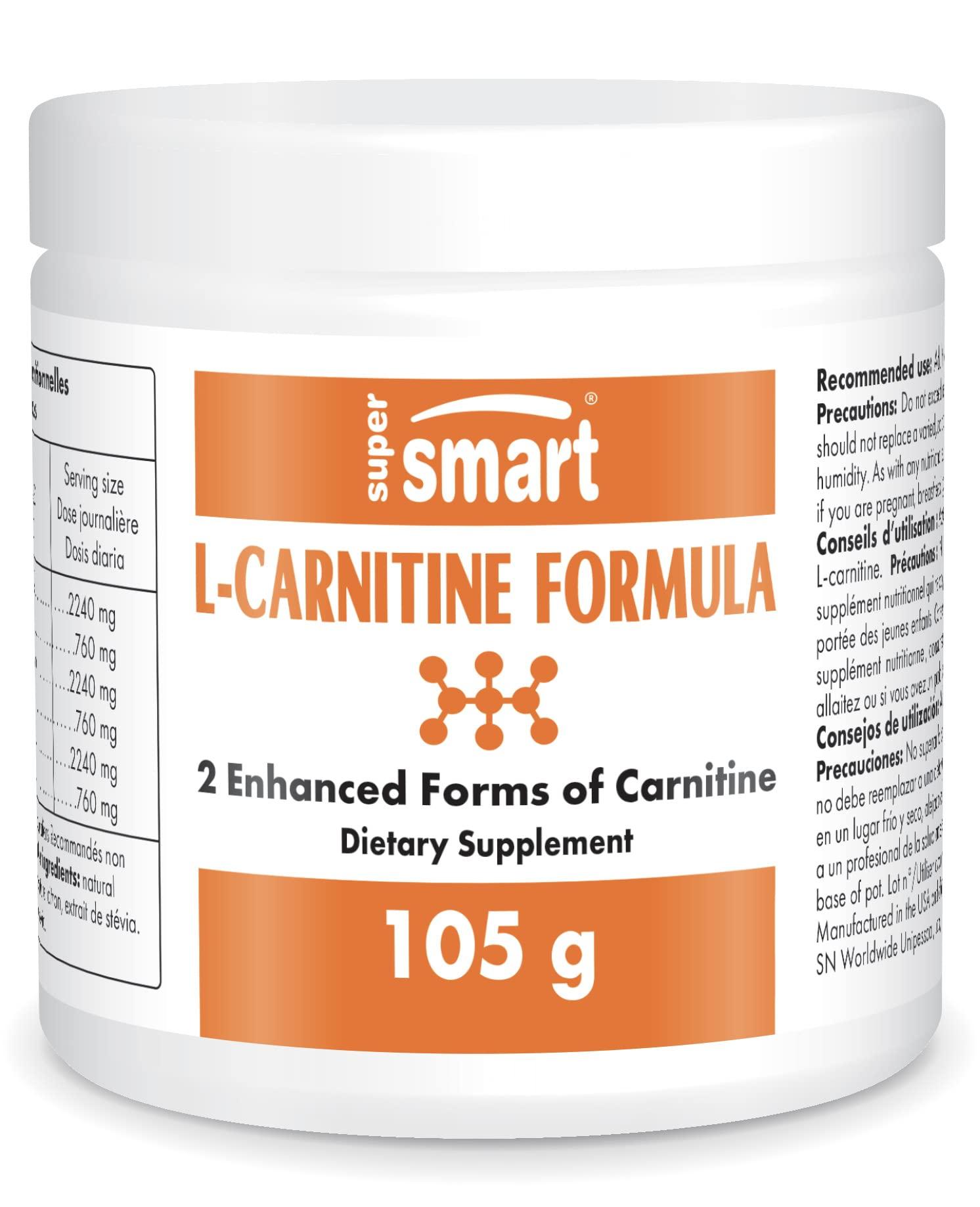 dosis l carnitine Supersmart L-Carnitine Formula - Non-GMO Acetyl & Tartrate Amino Acids for Muscle Relaxation & Sports Nutrition - 105g | International Shipping SIZE:1000ML