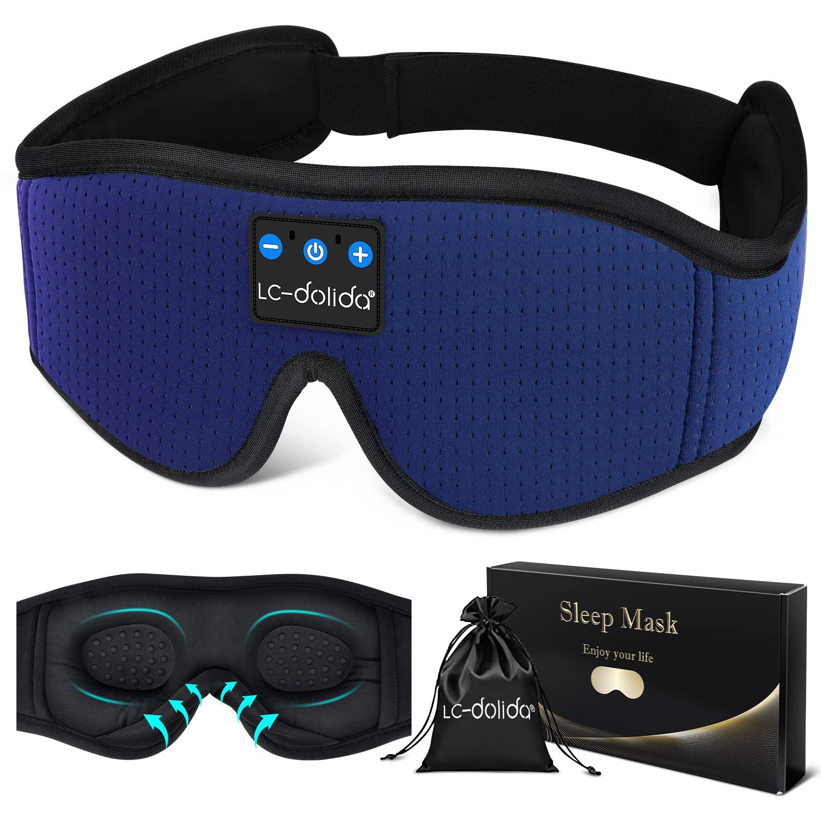 LC-dolida Masque de sommeil 3D Bluetooth avec casque pour dormeurs