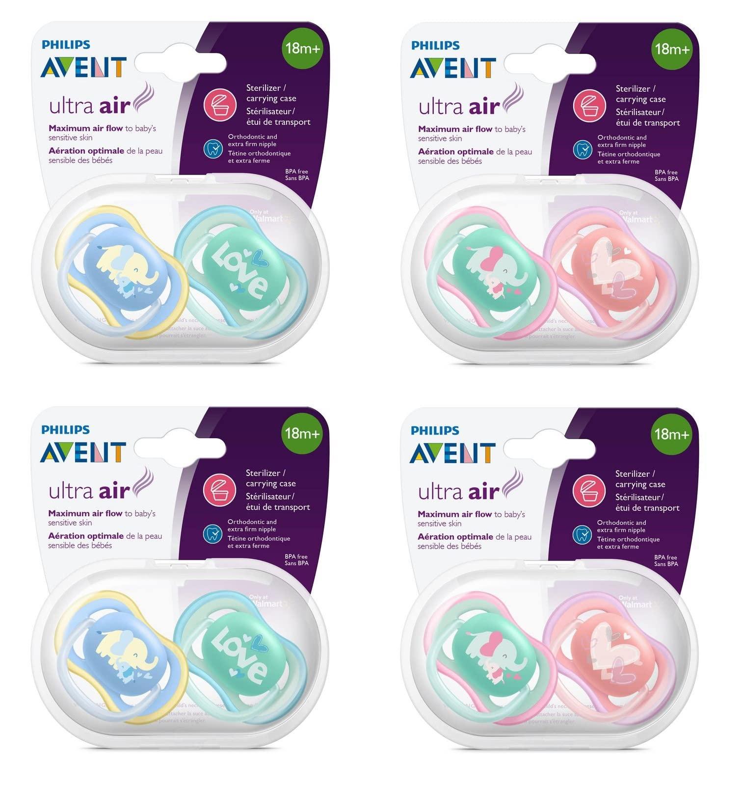 Philips Avent Succhietti Ultra Air 18M+ - Confezione 4 Pezzi Con Sterilizzatore Portatile