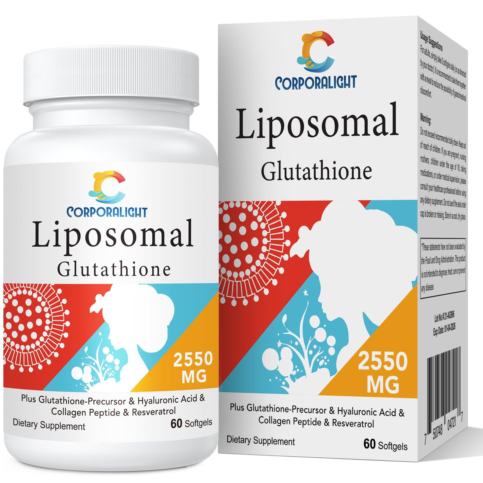 Buy Liposomal Glutathione 2550 MG Supplement - Antioxidant for Aging Immune  Support & Energy - Hyaluronic Acid & Collagen Peptide - Non-GMO - 60  Softgels | Buy Now with Express International Delivery