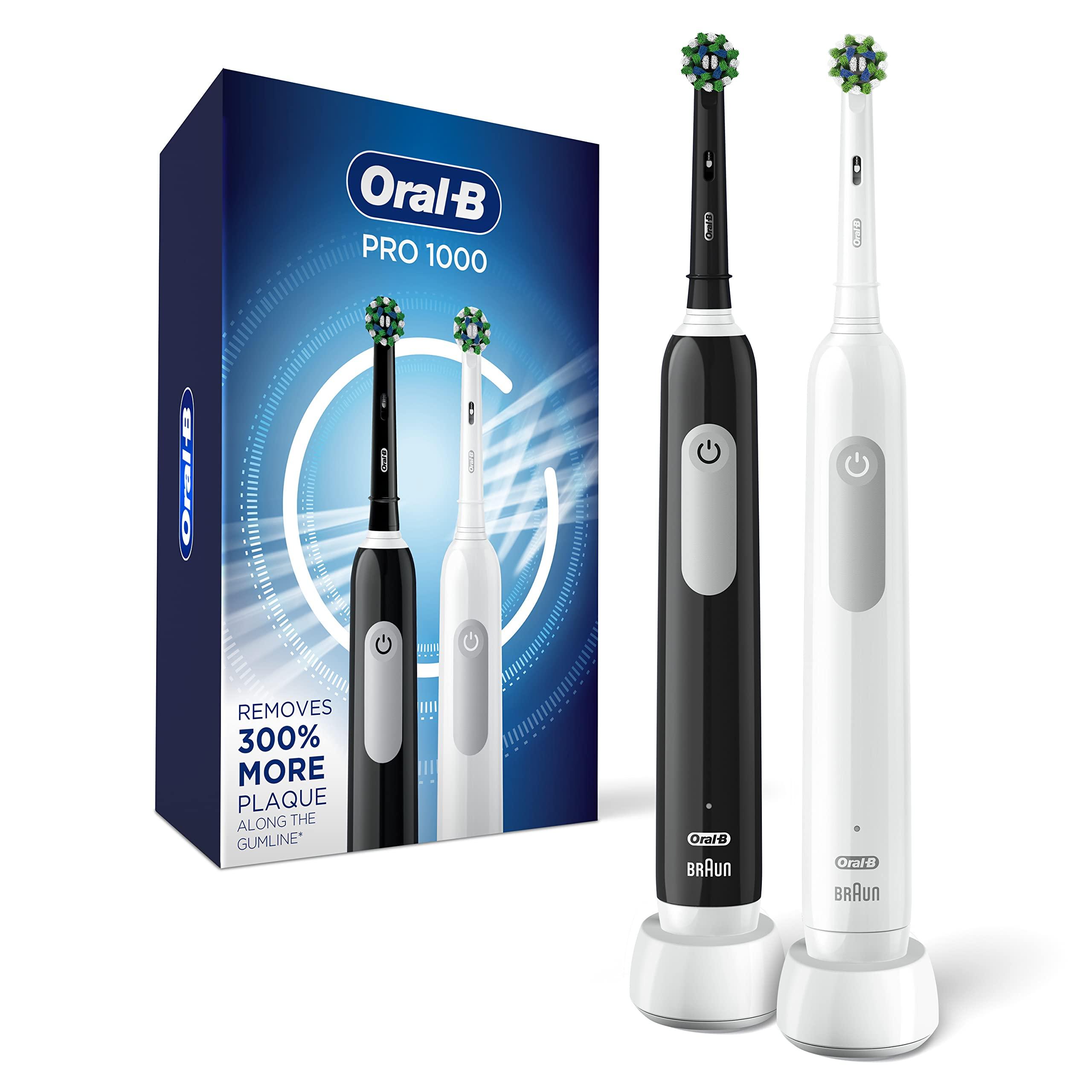 Oral-B Pro 1000 CrossAction Electric Toothbrush Duo Pack - Black