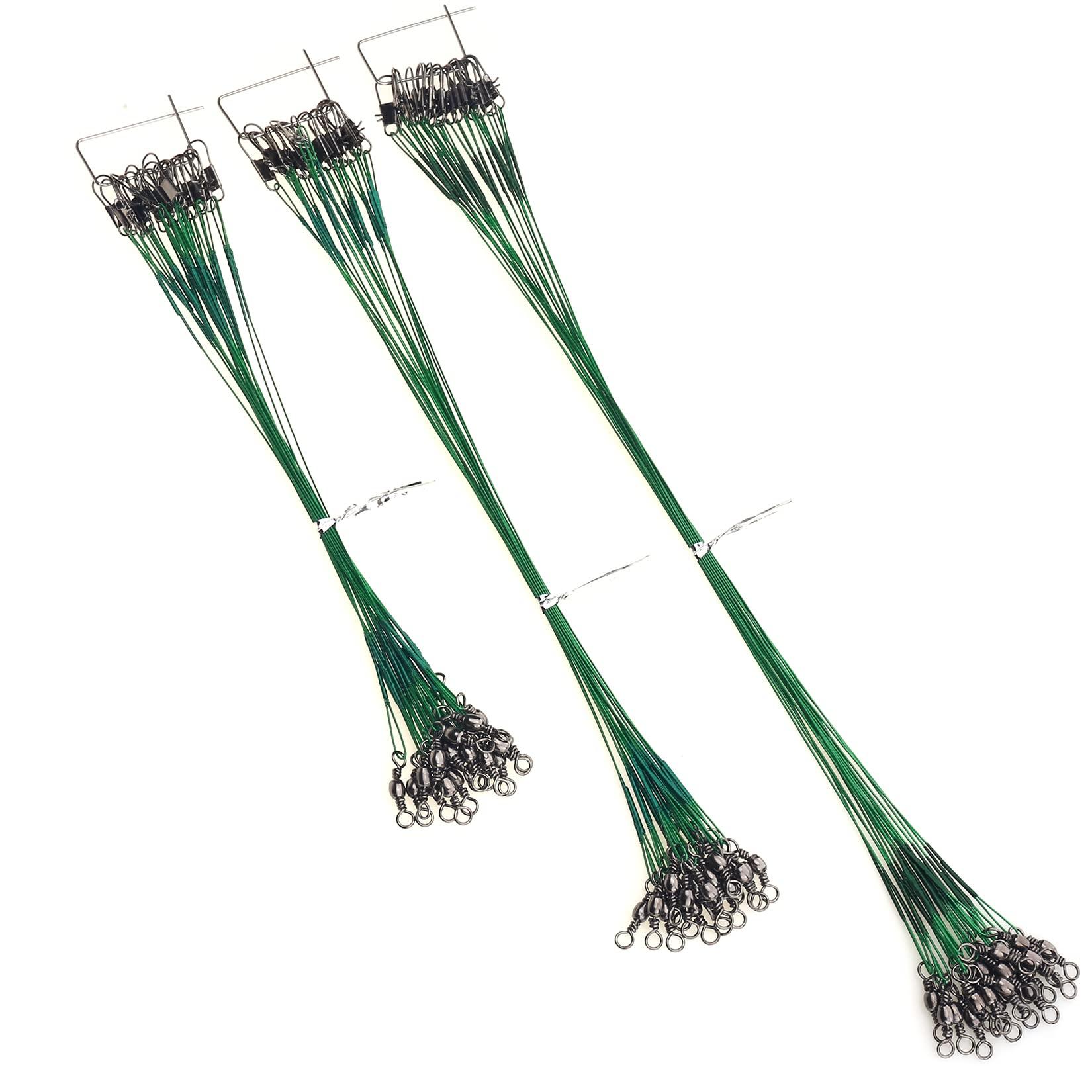 60 Pack Fishing Leader Wire Rigs - Stainless Steel Line With Barrel Swivel & Snap | 5.9"/7.9"/9.8" Lengths For Saltwater & Freshwater