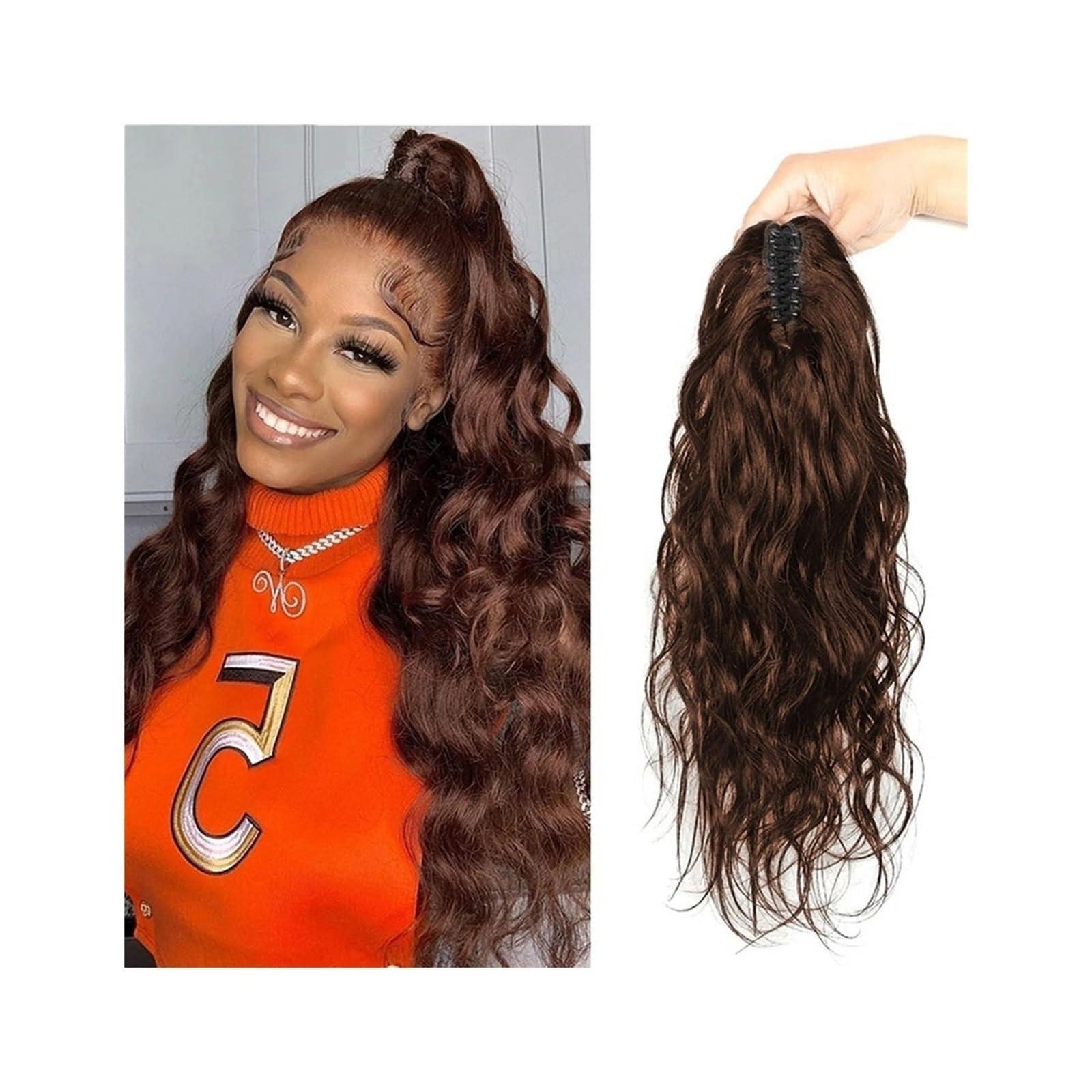 26" Long Clip-In Synthetic Hair Extension Ponytail - Curly/Wavy, Heat Resistant, Multiple Colors