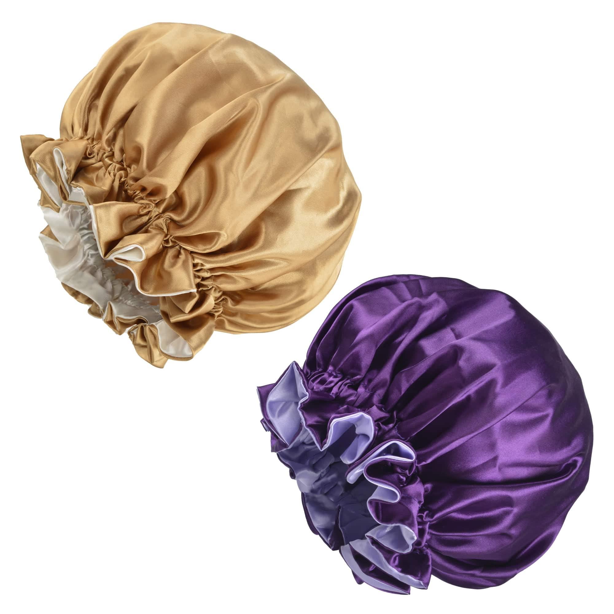 COOLCHI Satin Bonnet Cap Set for Women - Adjustable Silk 