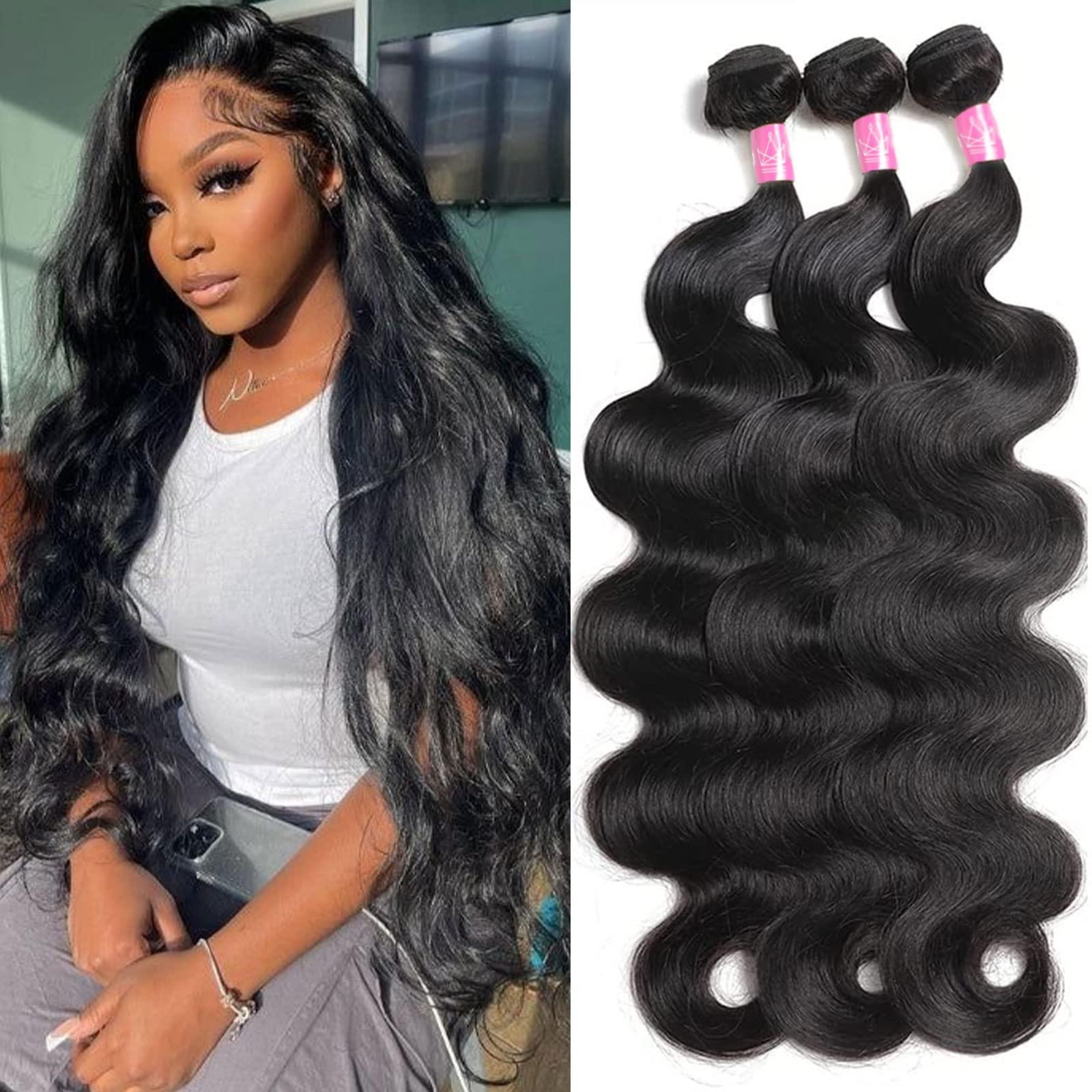 Body Wave Human Hair Extensions 3 Bundles 18-22 Inch Brazilian Virgin Hair Amazon.com : Unice Hair 22 20 18 inches Brazilian Body Wave  main image 2