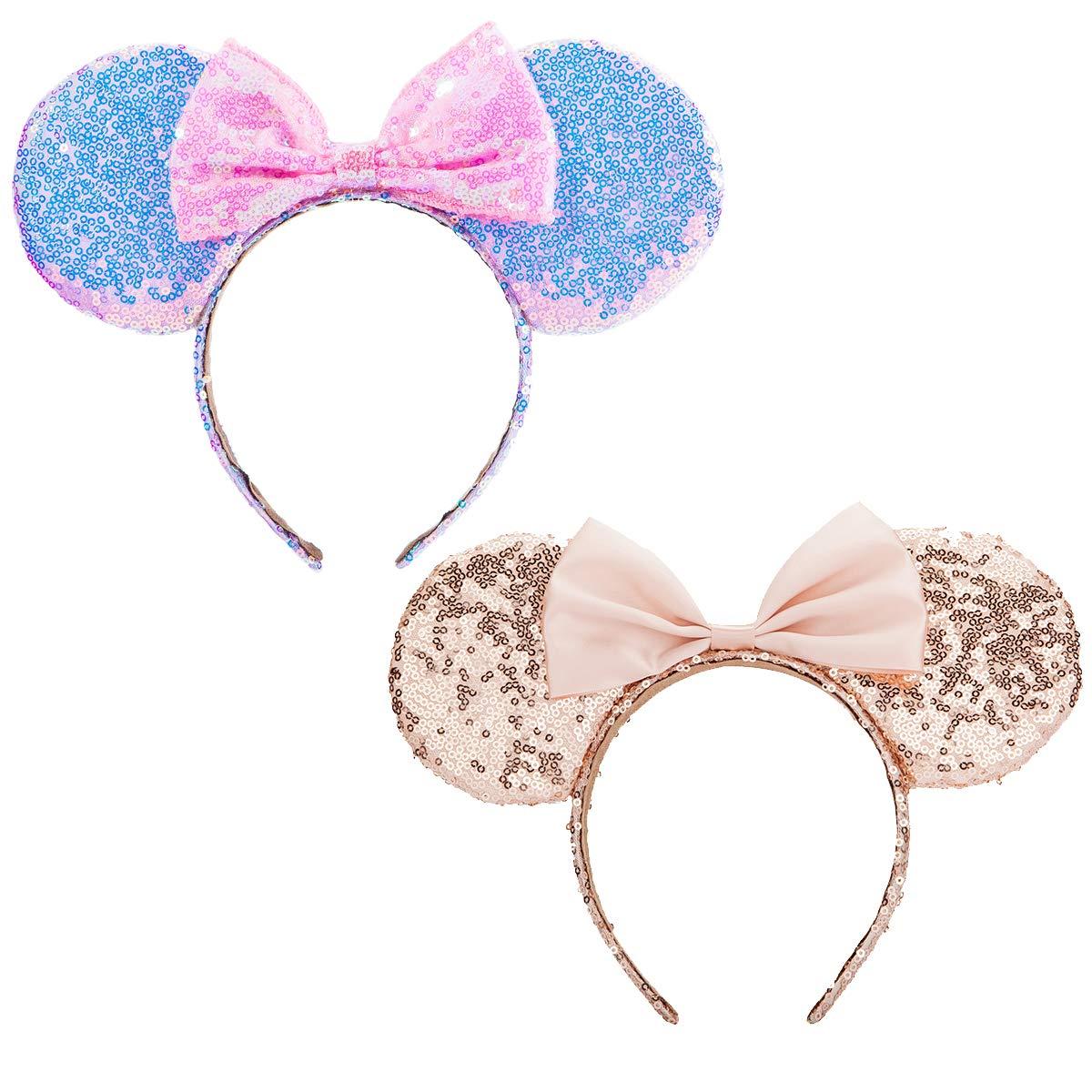 Women Coffee Rose Gold Sequin Halloween Mickey Mouse Headband for Cosplay s-l1200.jpg main image 2
