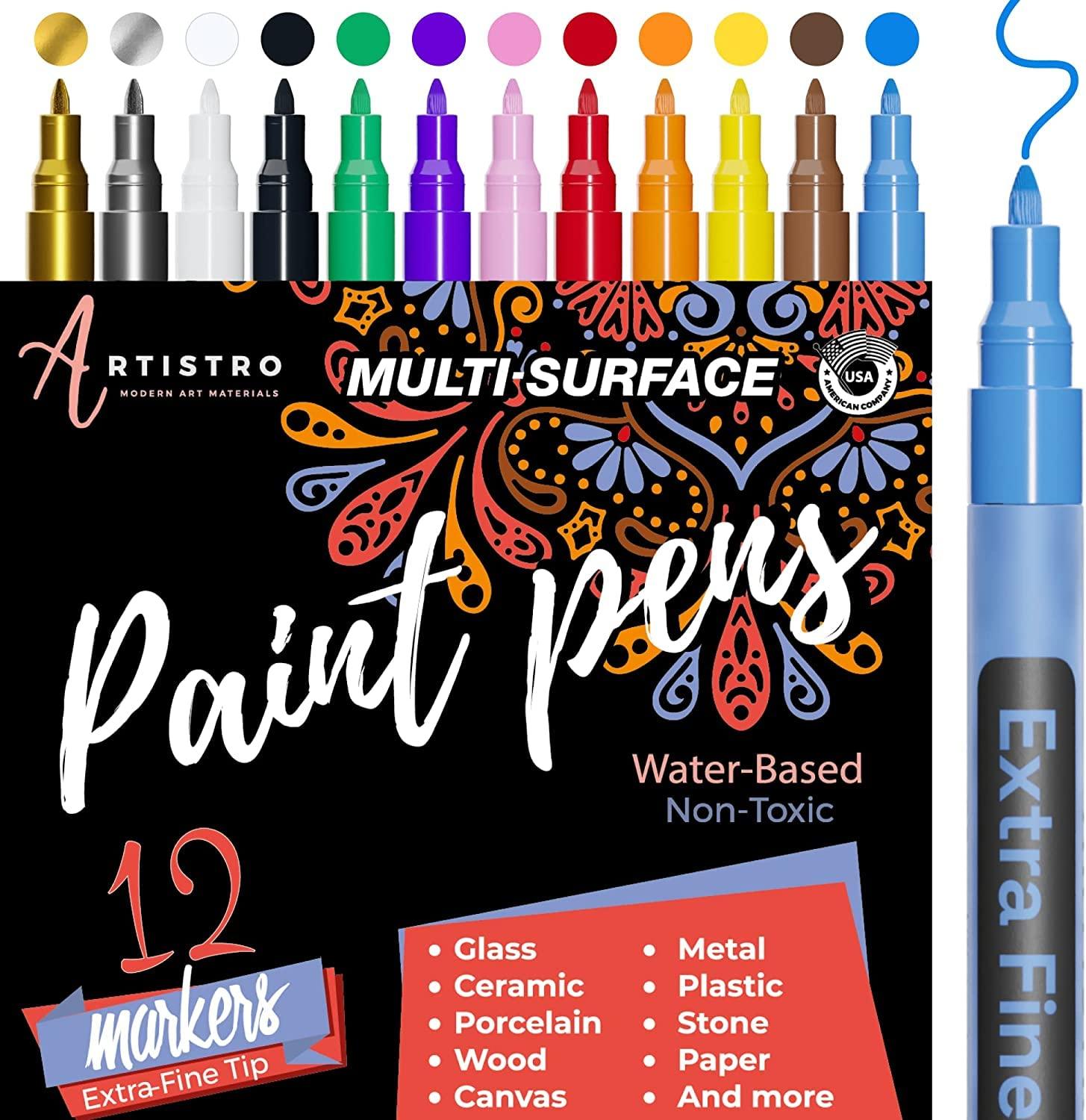 Artistro Paint Pens Set of 12 Acrylic Markers For Rock, Stone