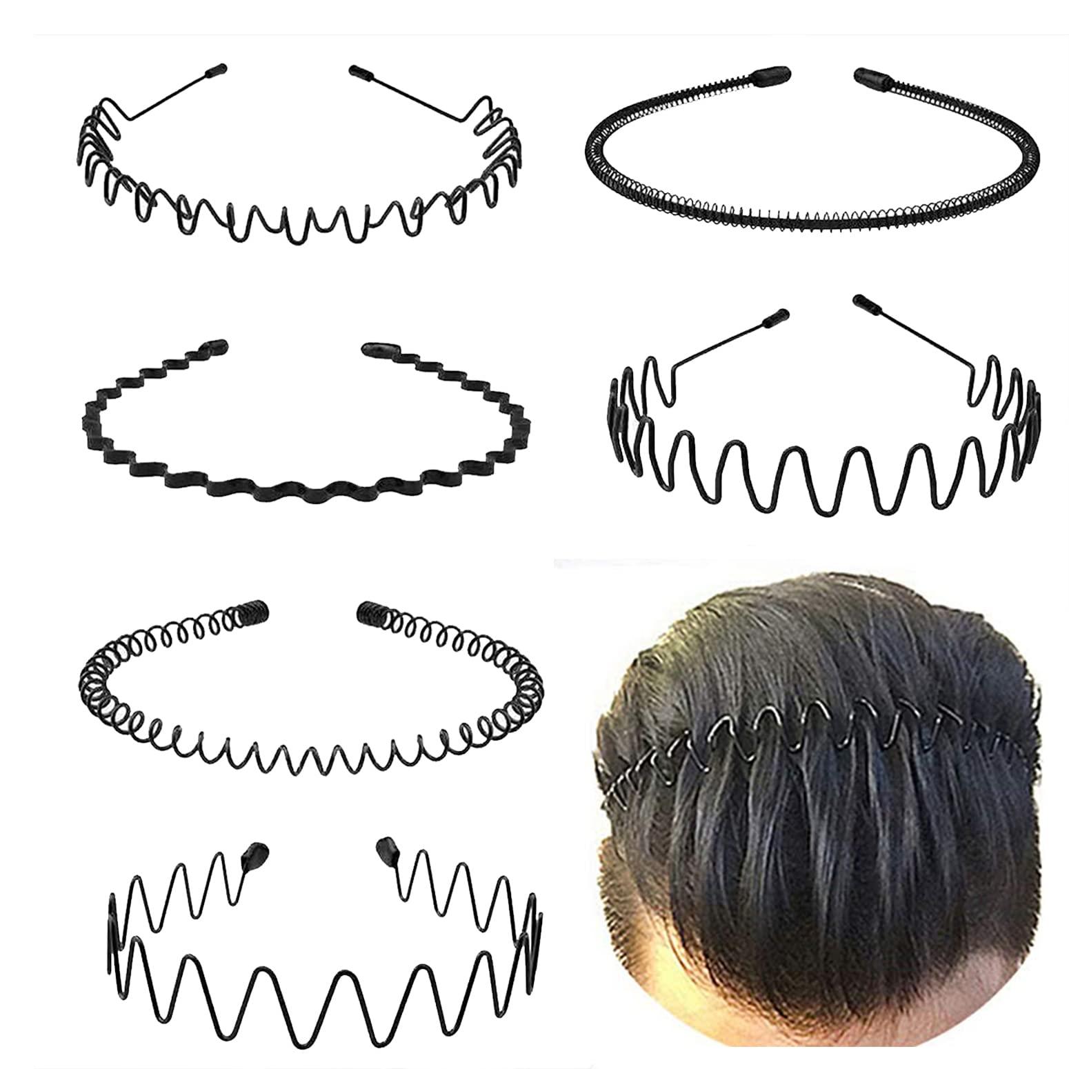 ⚡Men B-New 8pcs Metal Fashion Unisex Wavy Outdoor Sports Simple Elastic Headband Amazon.com : LERNOU Metal Headbands for Men and Women, Wavy  main image 3