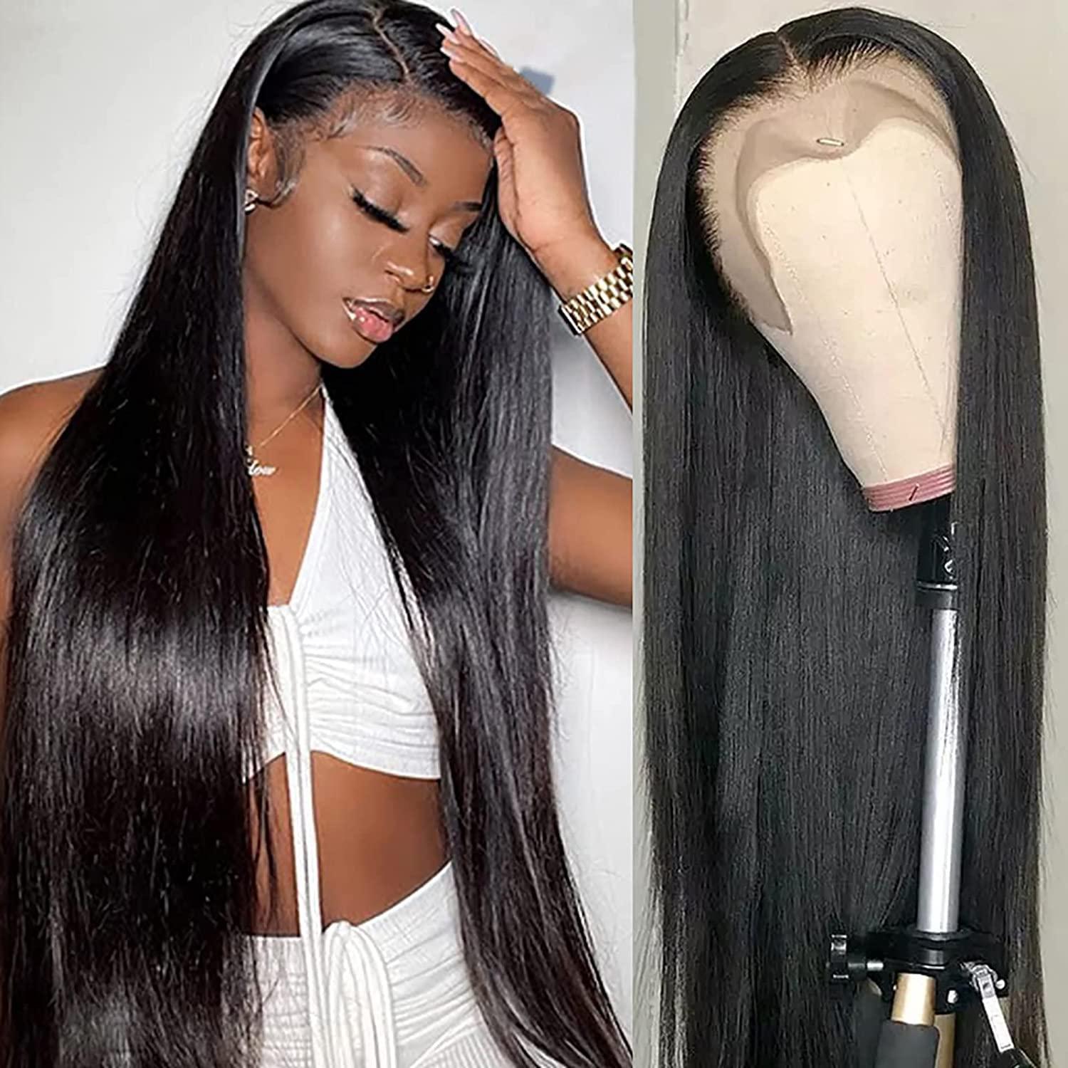 13x4 HD Lace Front Wig Brazilian Virgin Human Hair Glueless Pre Plucked LHENDS 24 Inch Straight Lace Front Human Hair Wig - 180  main image 3
