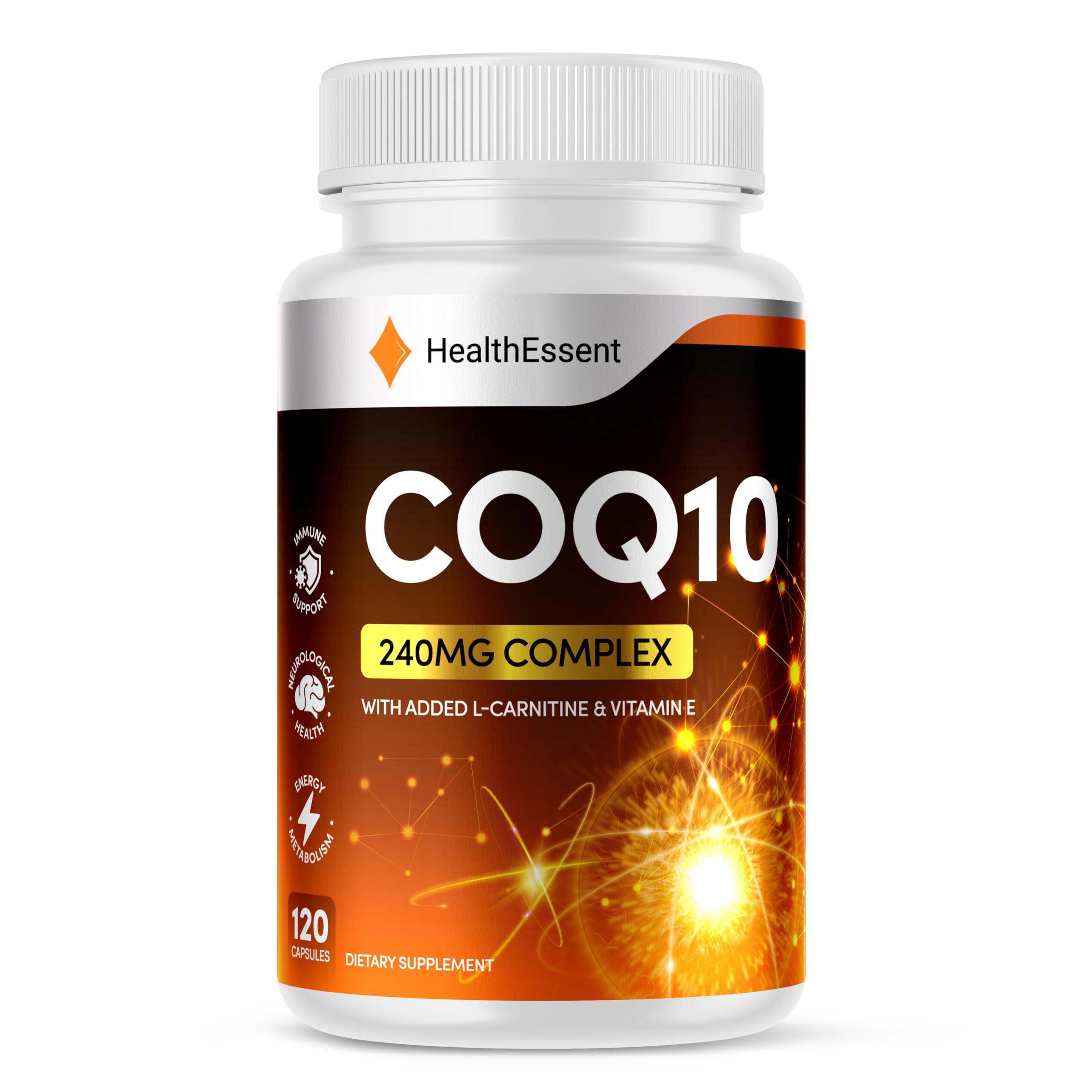 CoQ10 Supplement 240mg Complex with Added L Carnitine & Vitamin E Coenzyme  Q10 High Strength Capsules CoQ10 by HeathEssent - 120 Capsules | Buy Now  with Express International Delivery