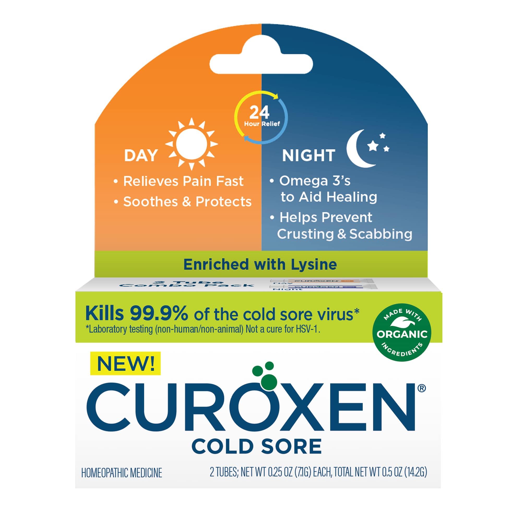 Cold Sore Day & Night Relief Combo Pack | Organic CUROXEN Ointment