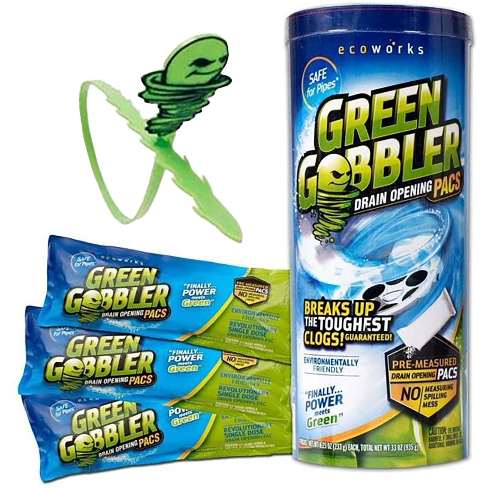 Green Gobbler Drain Opener Pacs - Hair & Toilet Clog Remover