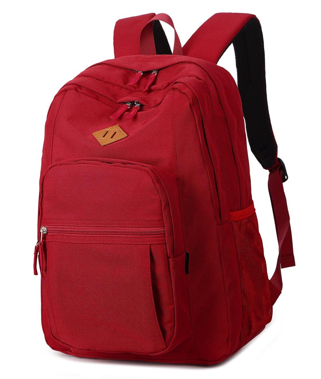 Abshoo Classical Basic Travel Backpack For School Water Resistant Bookbag Red