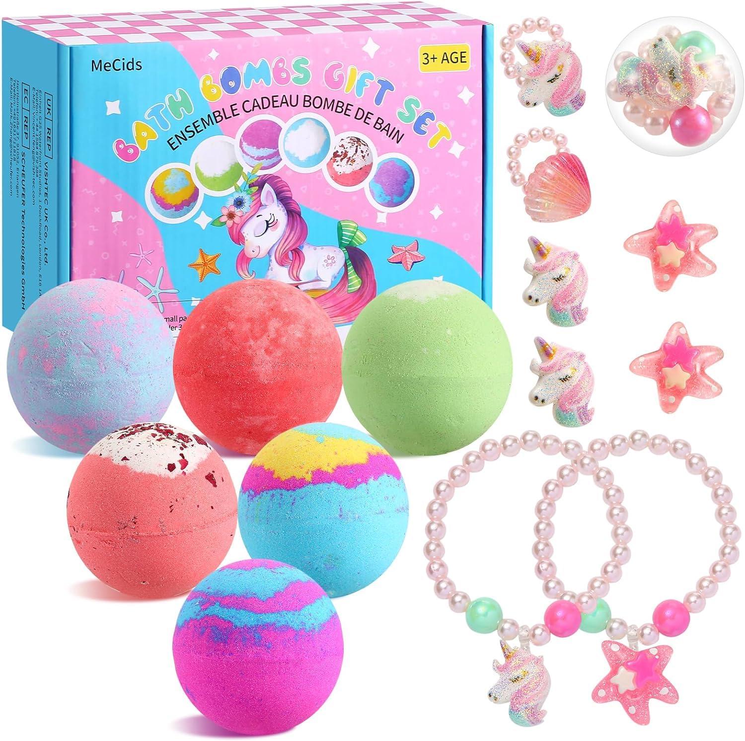Bath Bombs For Kids With Surprise Poke Toys Inside - Gift Set For Girls