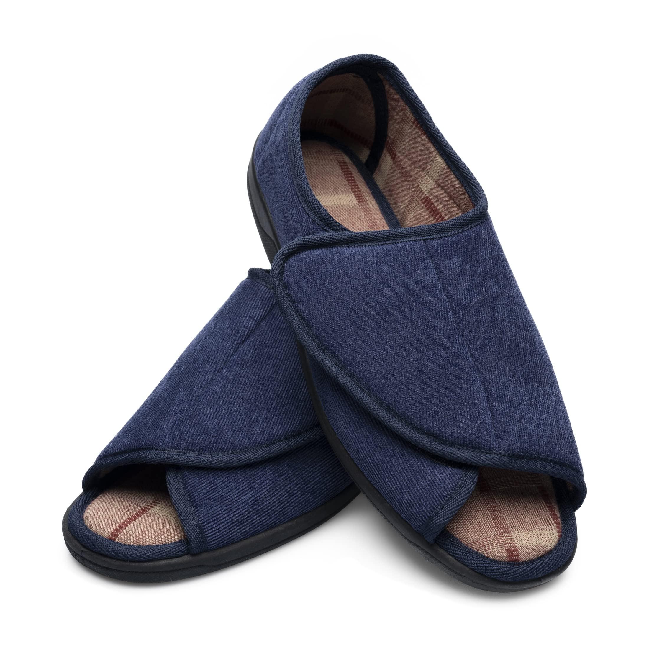 Happy Touch Men's Memory Foam Diabetic Slippers Open Toe