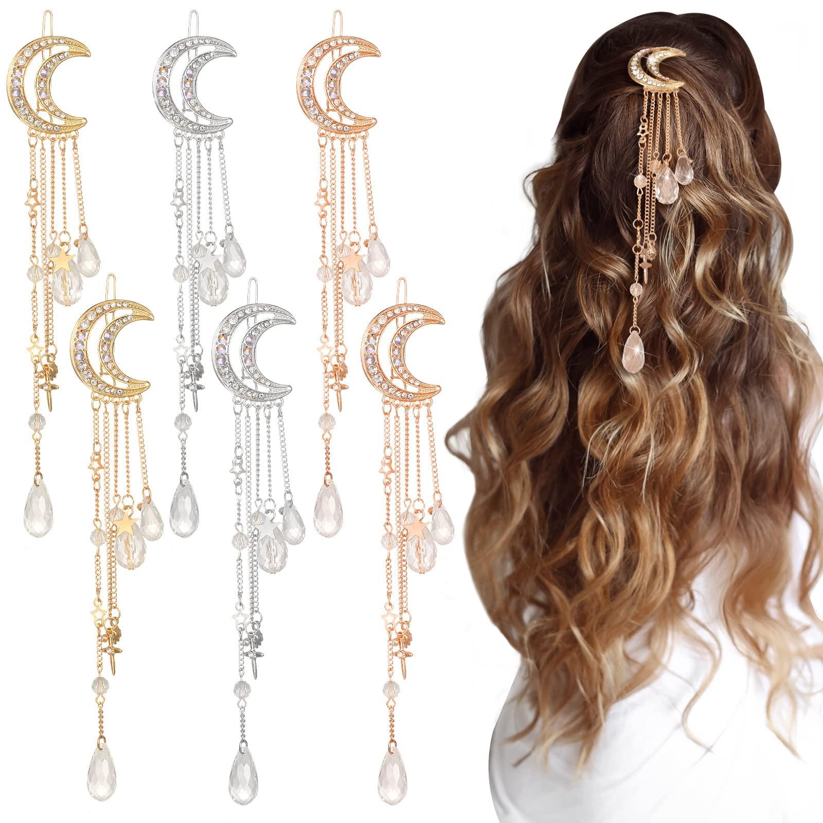 Moon Crystal Rhinestone Hair Accessories Set - 6 Pcs Moon  display picture 2
