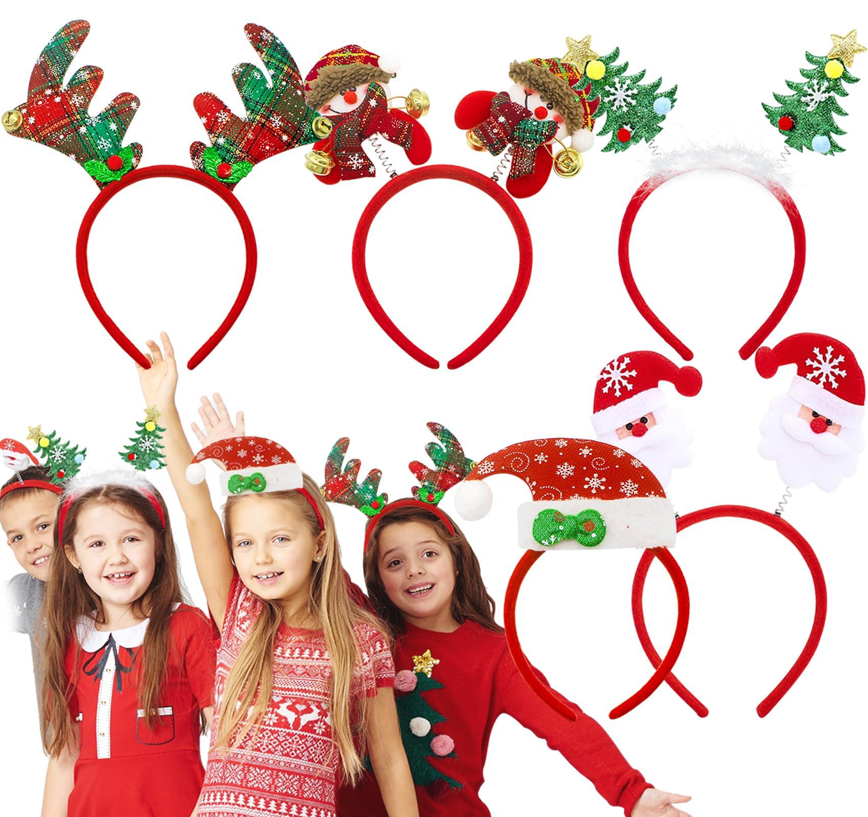 Lot De 6 Bandeaux De Noël – Arbre, Bonhomme De Neige, Père Noël, Bois De Renne – Élastiques – Adultes Et Enfants – Accessoires Fête Festifs