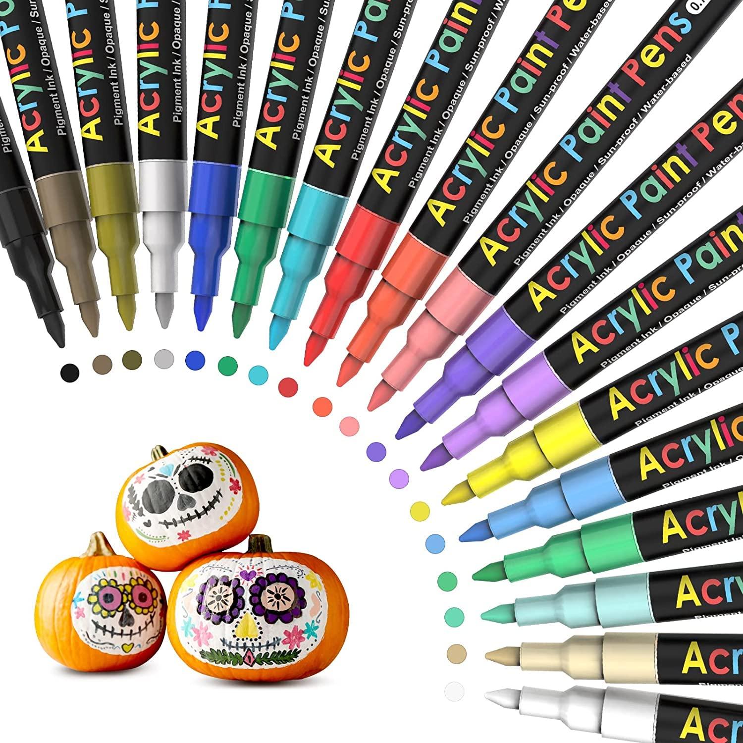 60 Acrylic Paint Pens, Acrylic Paint Markers, Fabric Markers For Textile, Canvas, Rock, Glass, Wood, Paper, Pumpkin, Diy, Paint Markers For Kids And