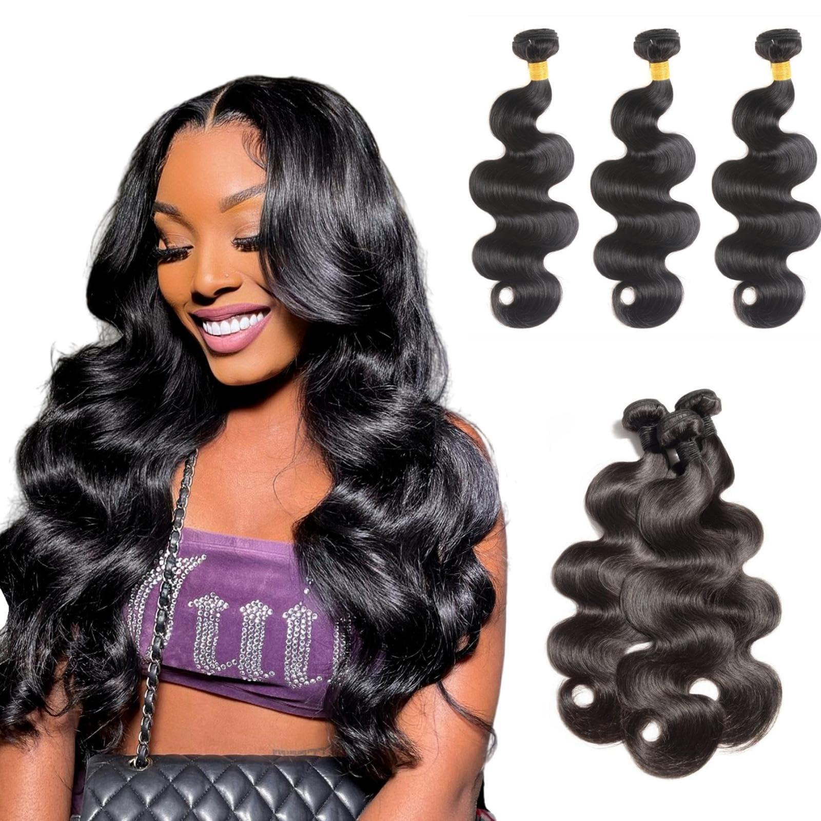16”18”20” Brazilian body wave 18 20 22 Inch Brazilian Body Wave Bundles with 5x5 Lace  main image 3