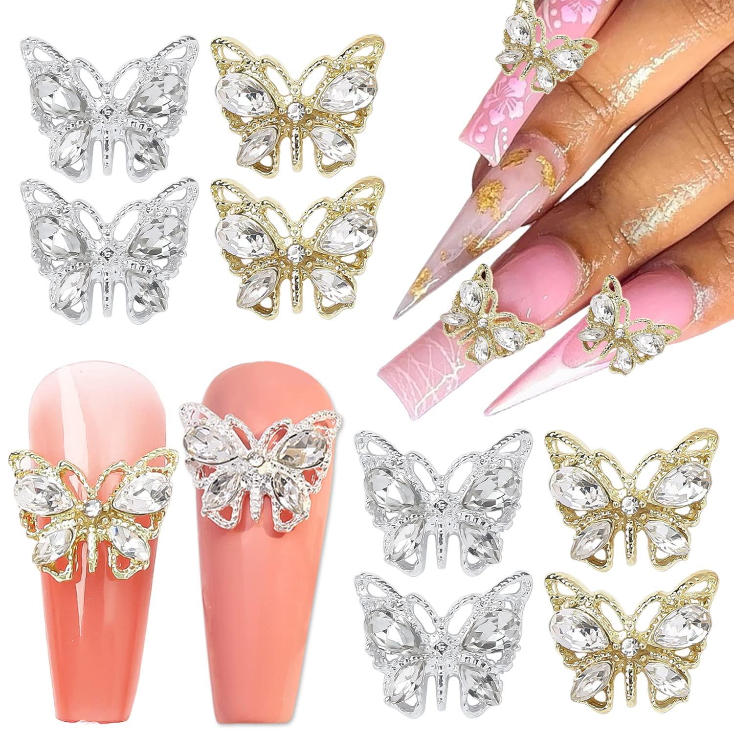 30 Piece 3D Butterfly Nail Charms - Colorful Diamond Nail Art Rhinestones For Manicure Decorations