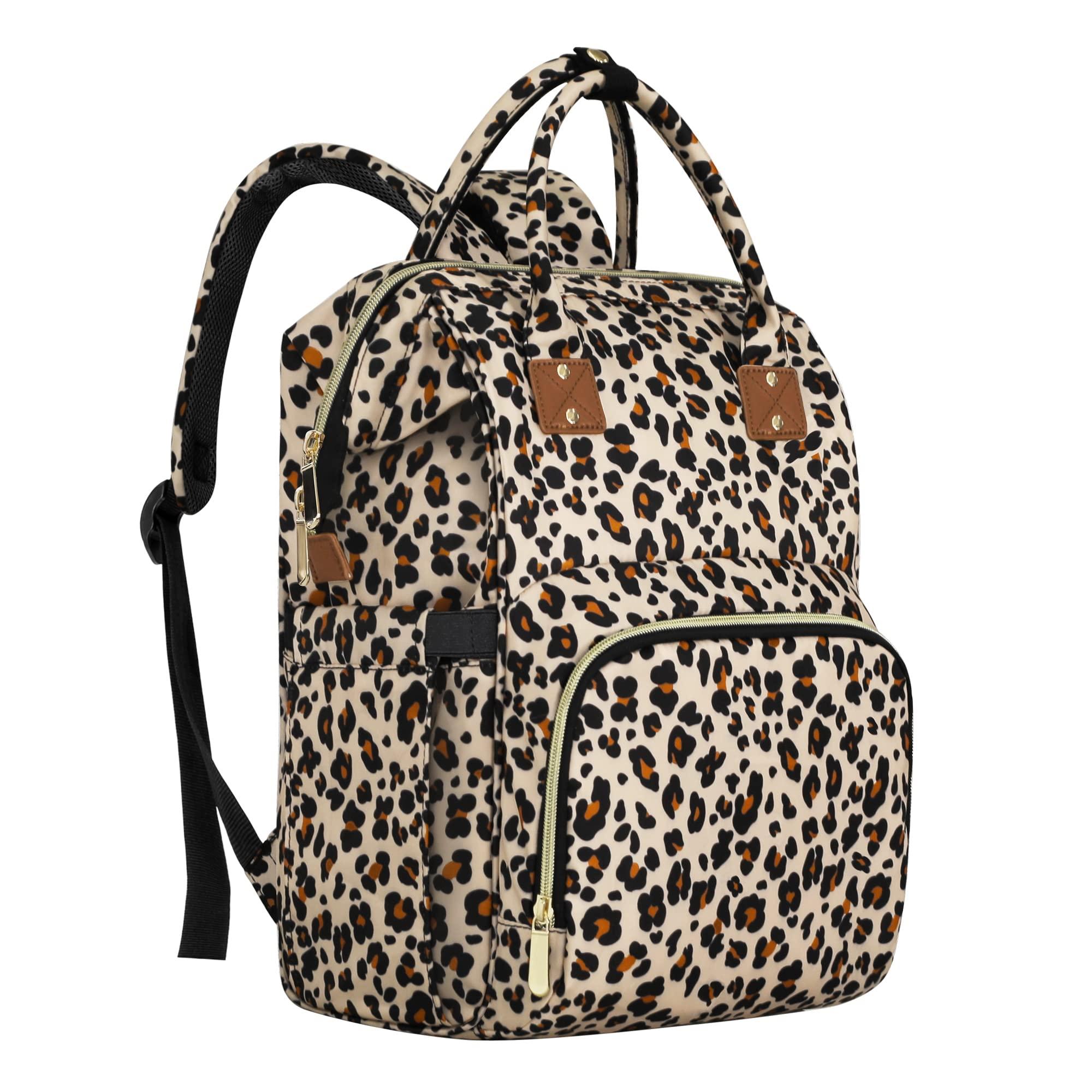 Large Diaper Bag School Multi Function Backpack  Convertible Flower Leopard Leopard Print Diaper Bag Backpack | Multifunctional  main image 3